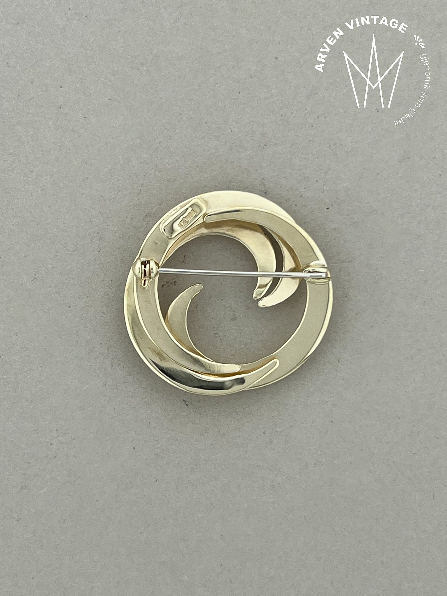 Vintage brosje gult gull