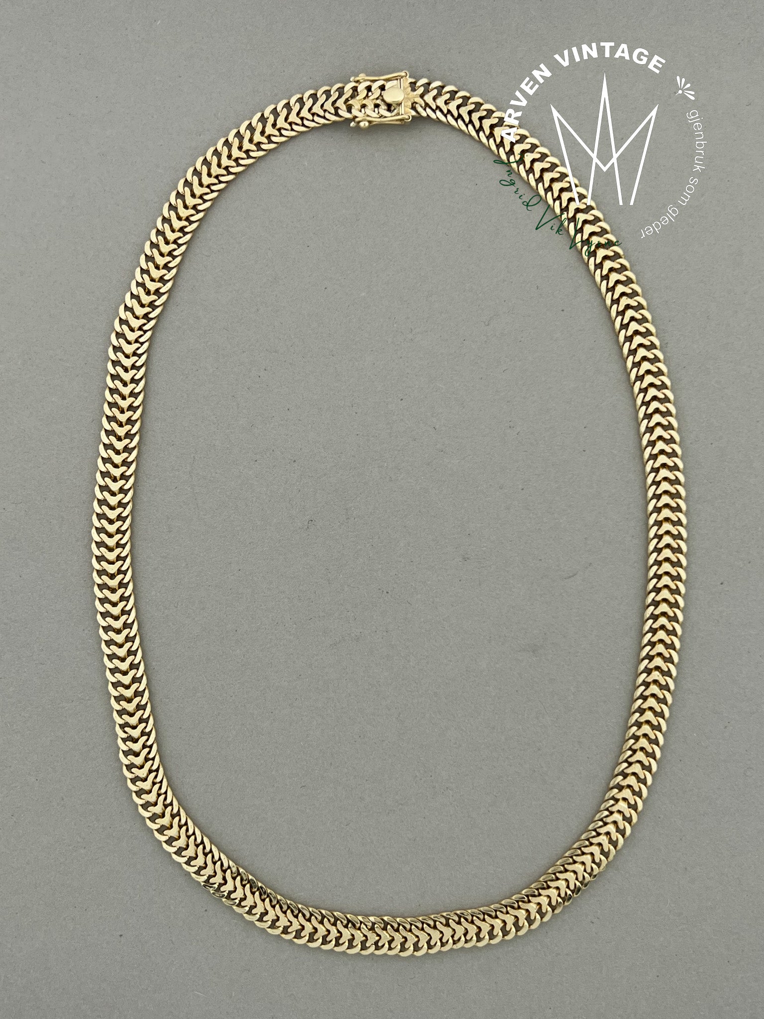 Vintage halskjede gult gull 44 cm