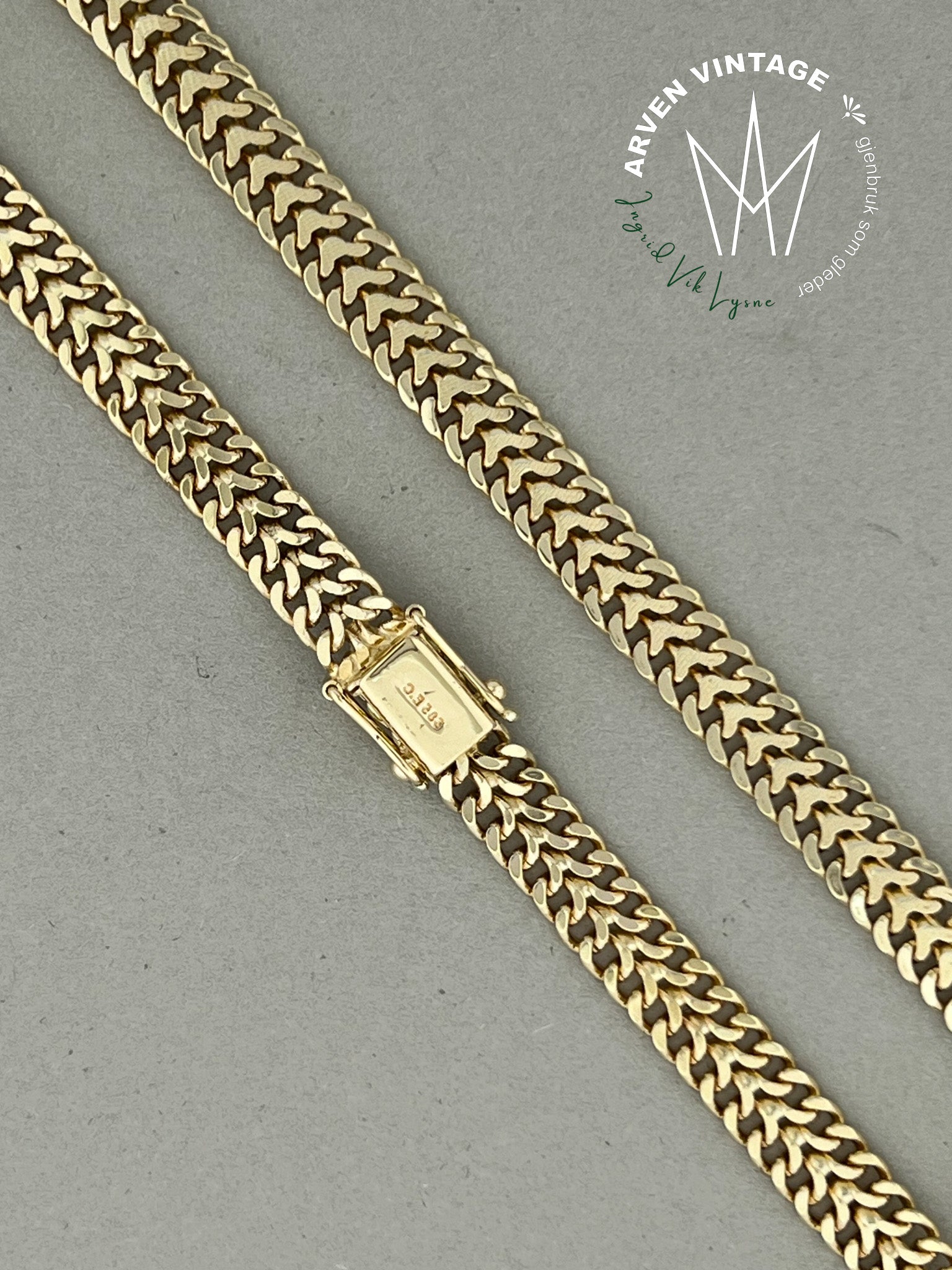 Vintage halskjede gult gull 44 cm