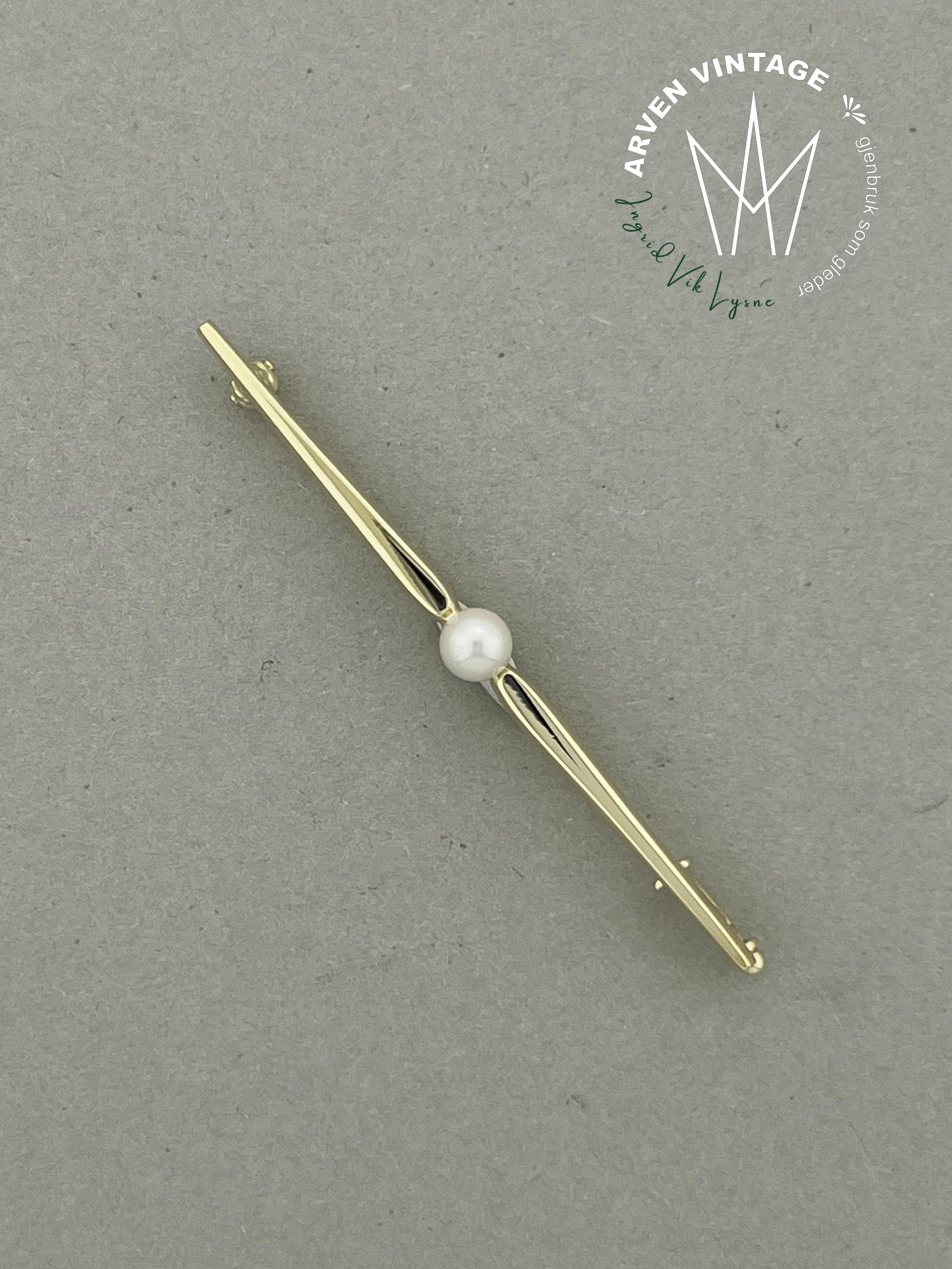 Vintage brosje gult gull