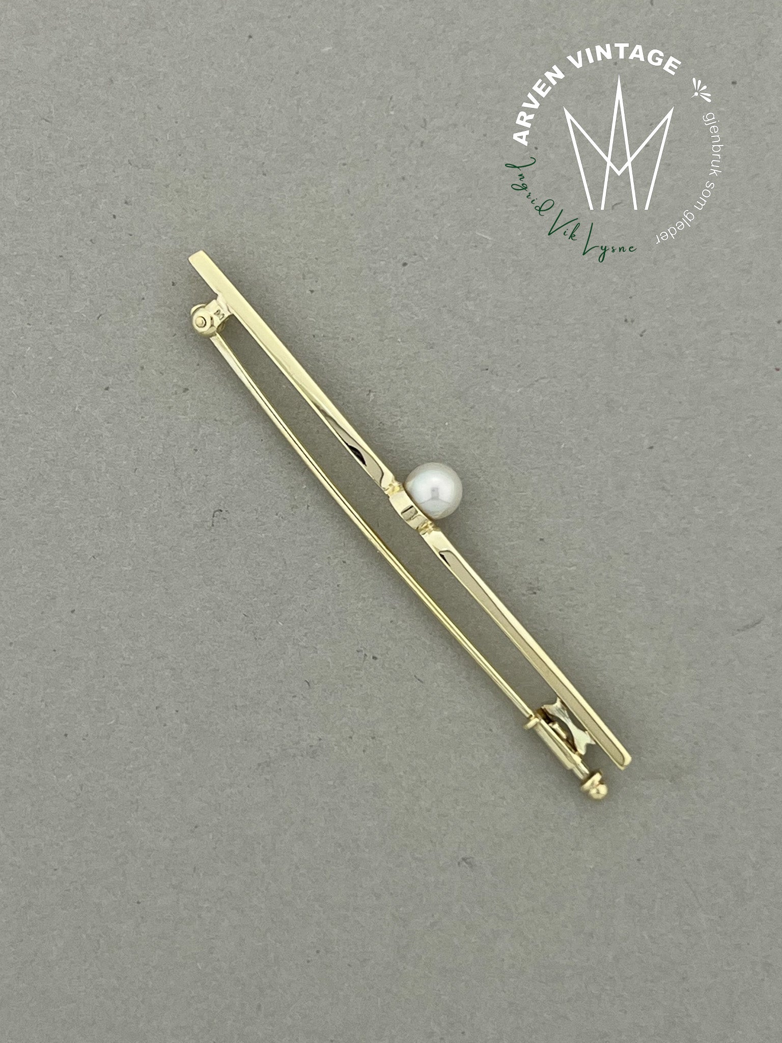 Vintage brosje gult gull