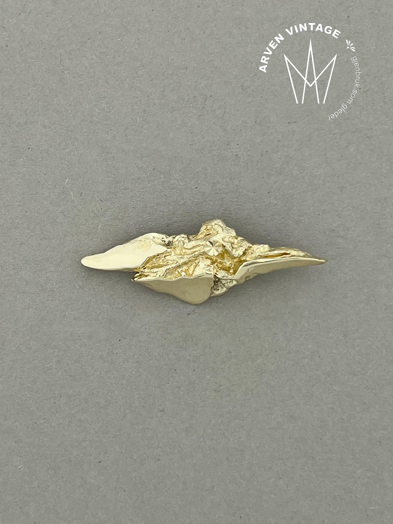 Vintage brosje gult gull