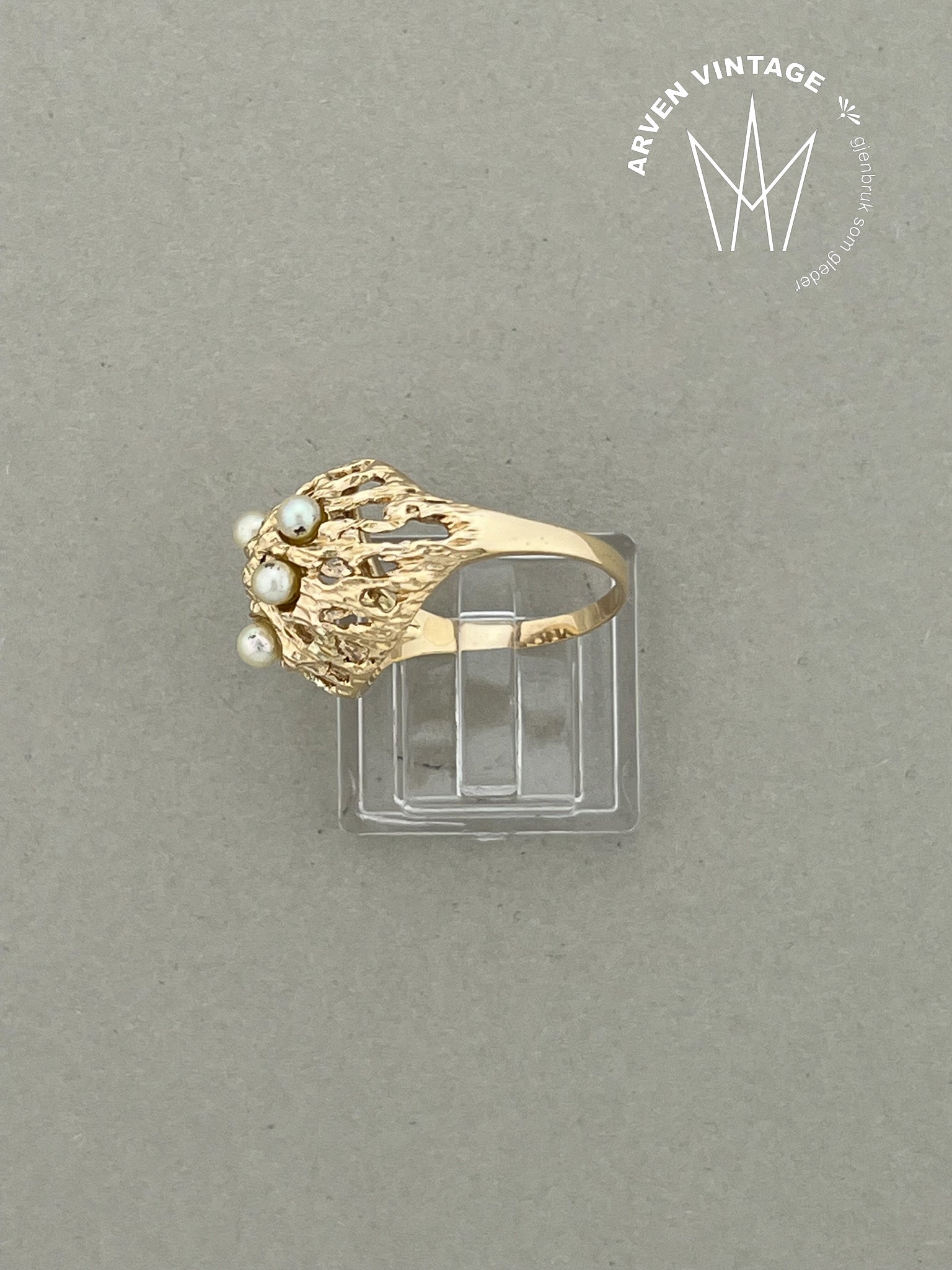 Vintage ring gult gull str 55