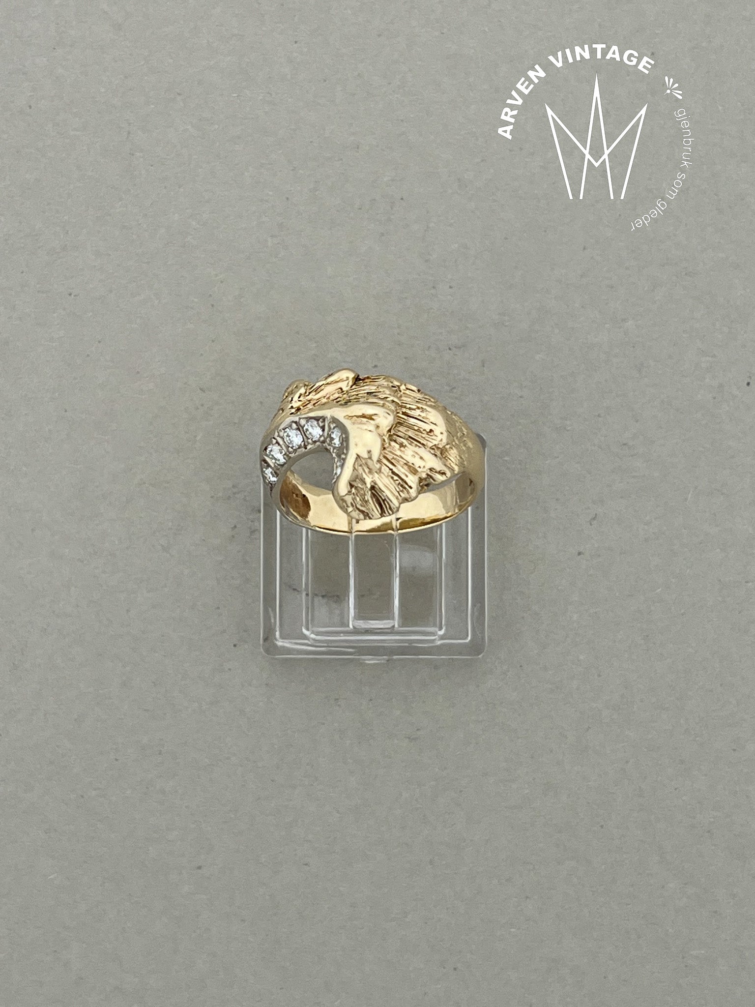 Vintage diamntring gult gull 54