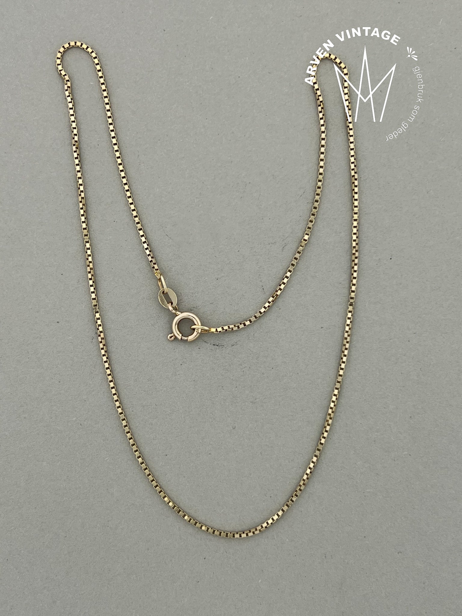 Vintage halskjede gult gull 42 cm