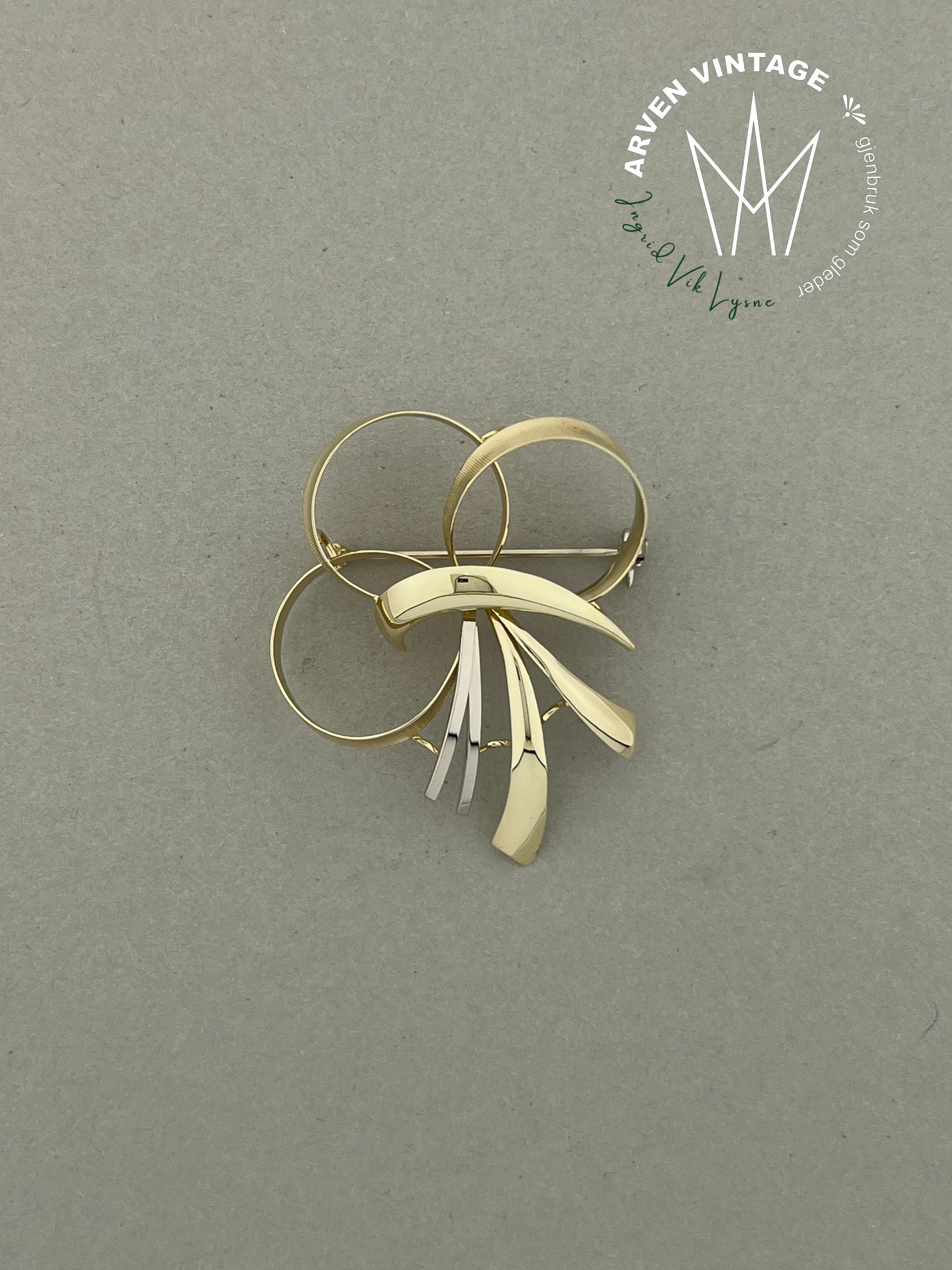 Vintage brosje gult gull