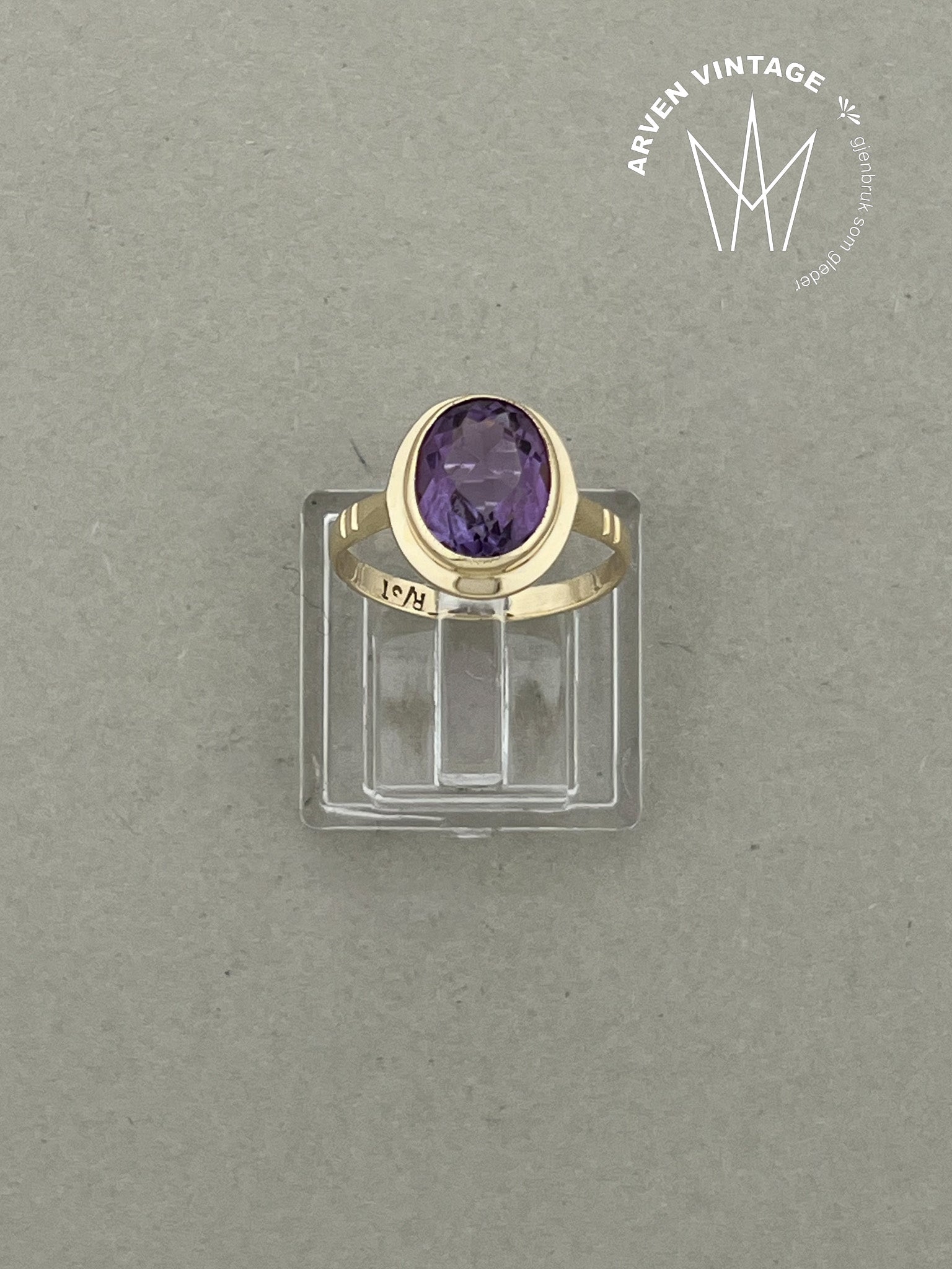 Vintage ring gult gull str 52