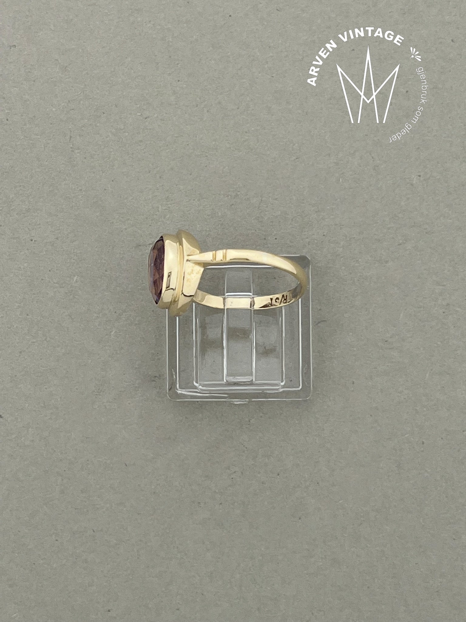 Vintage ring gult gull str 52