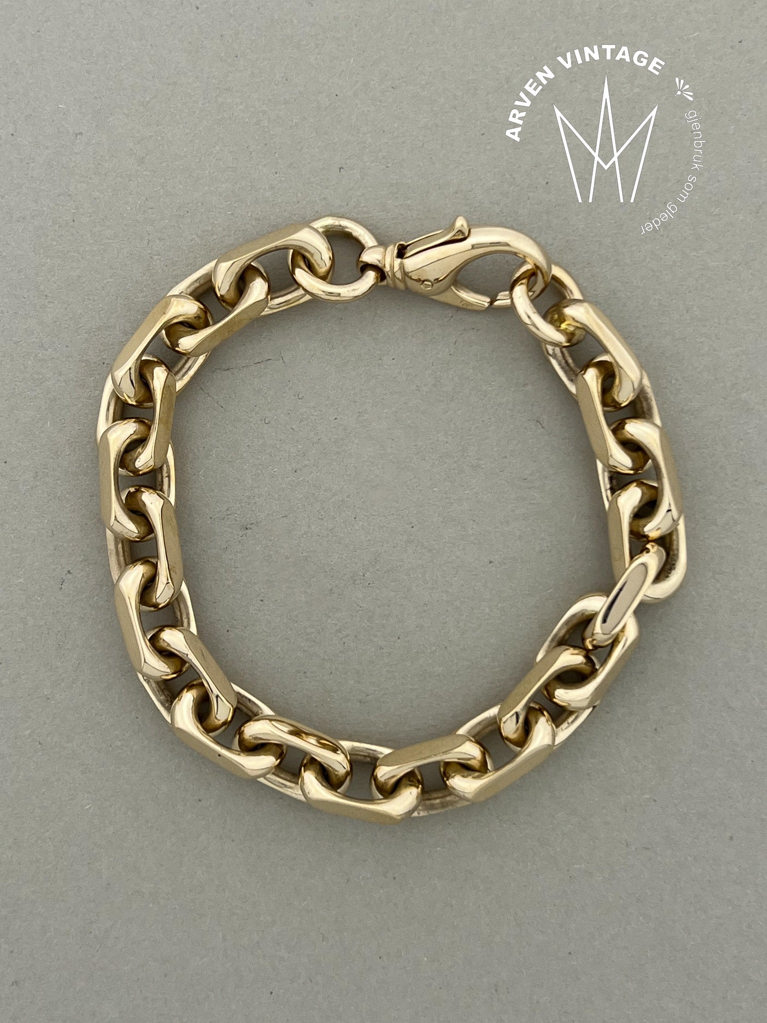 Vintage armbånd gult gull 21cm