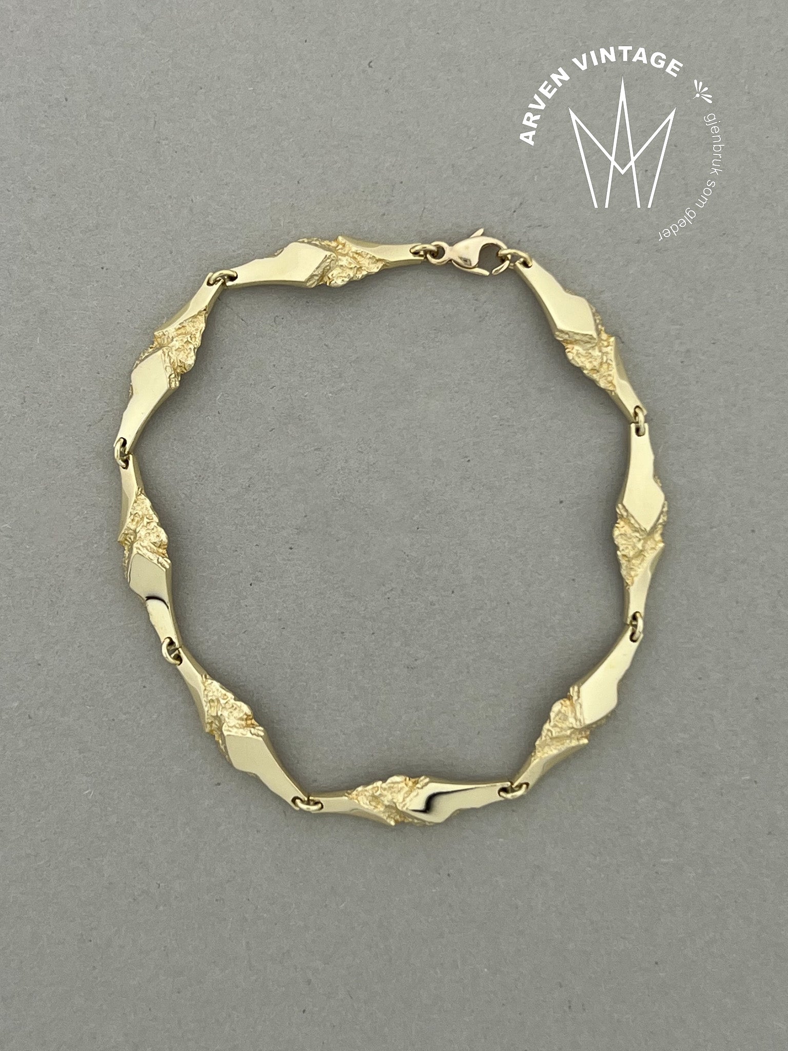 Vintage armbånd gult gull 18,5cm