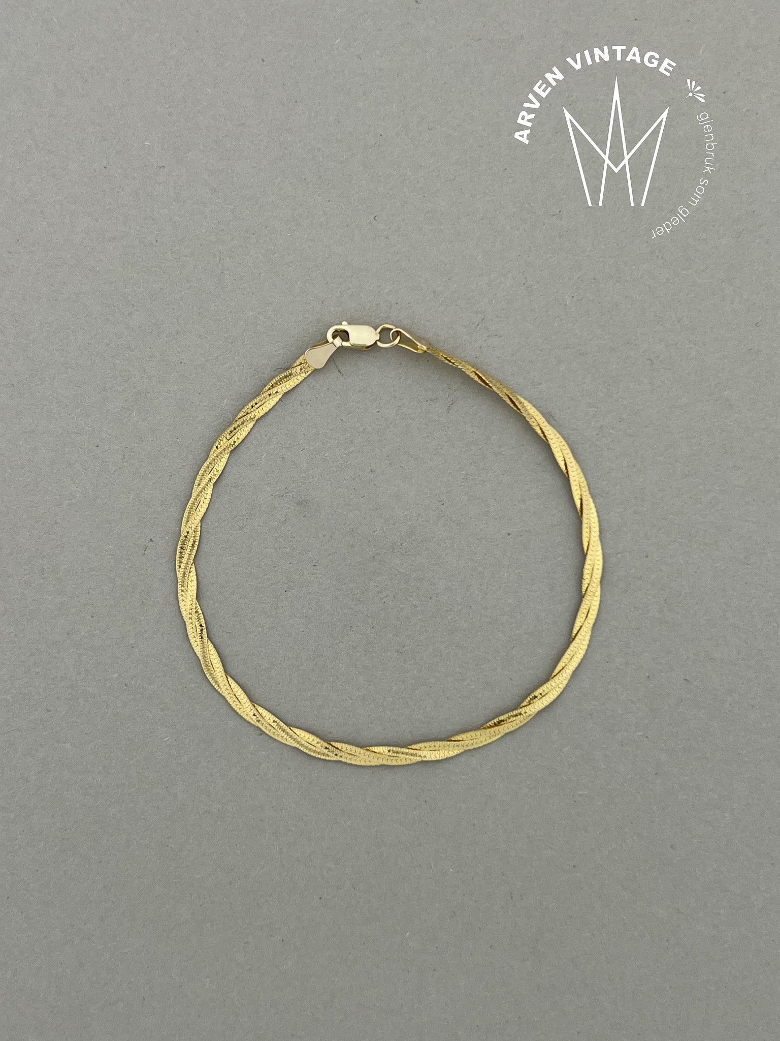 Vintage armbånd gult gull 19,5cm