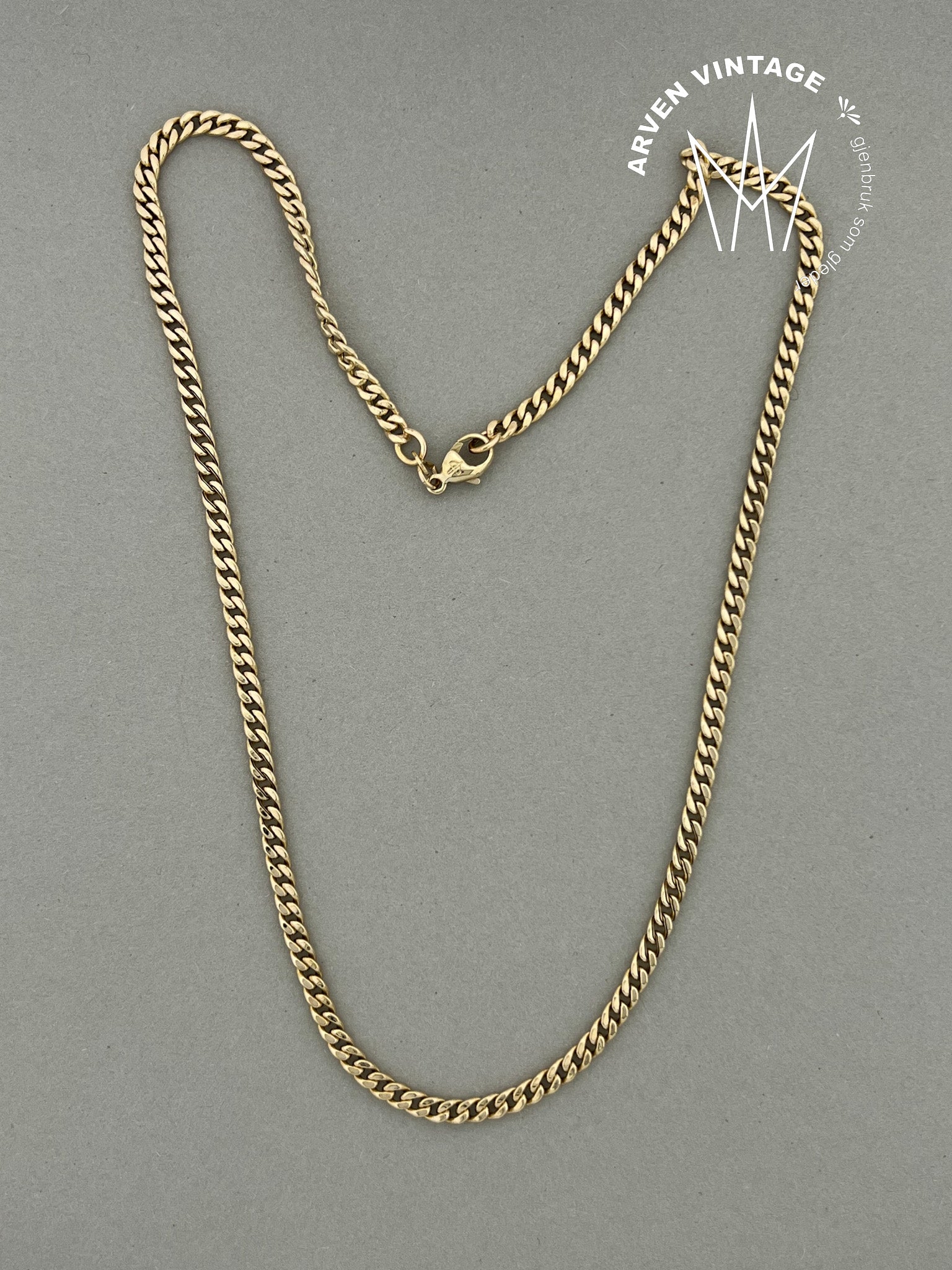 Vintage halskjede gult gull 46cm