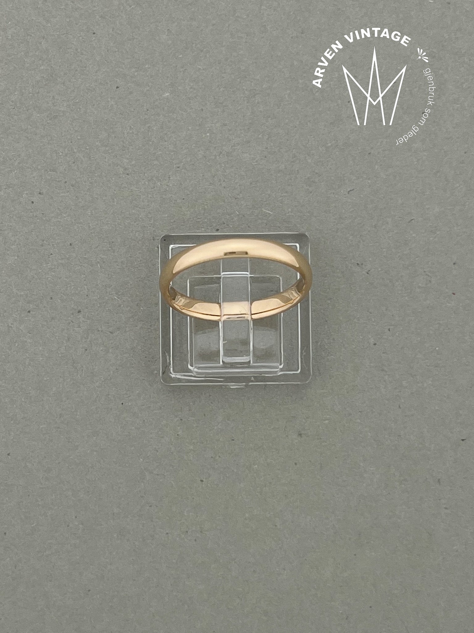 Vintage glatt ring gult gull 56