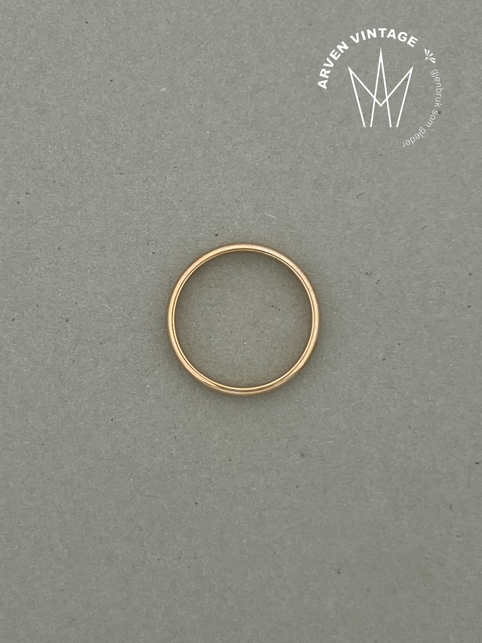 Vintage glatt ring gult gull 56