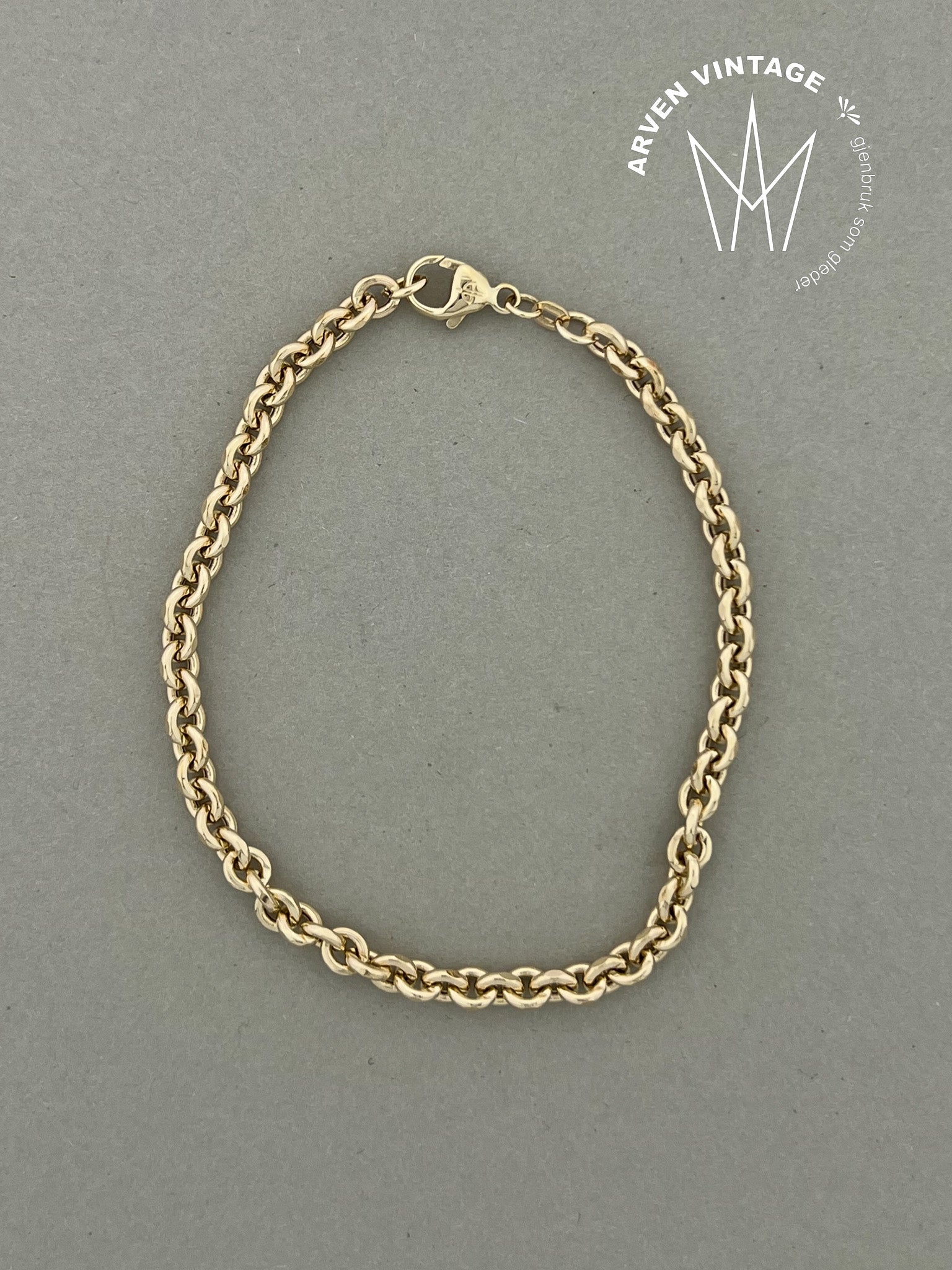 Vintage armbånd gult gull 23cm