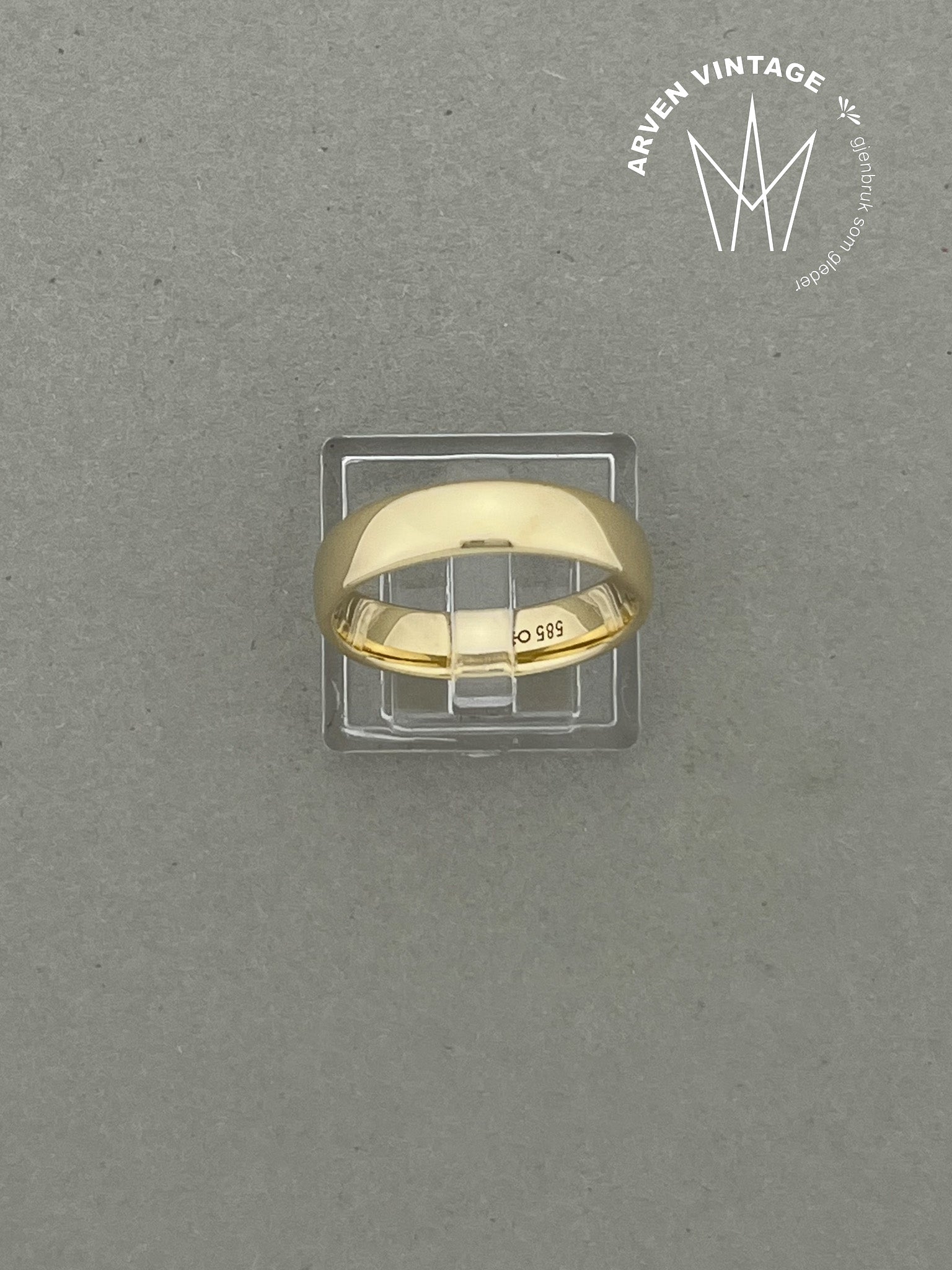 Vintage glatt ring gult gull 58