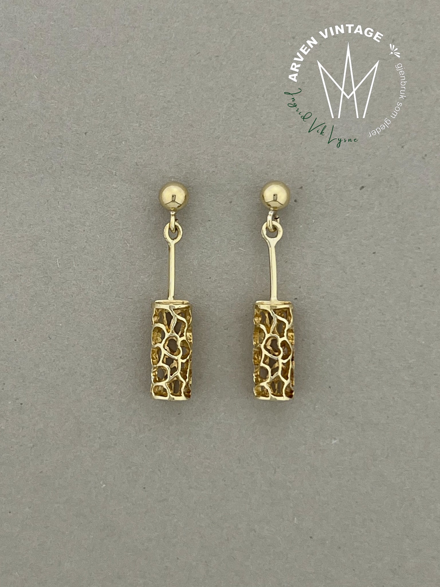 Vintage ørepynt gult gull