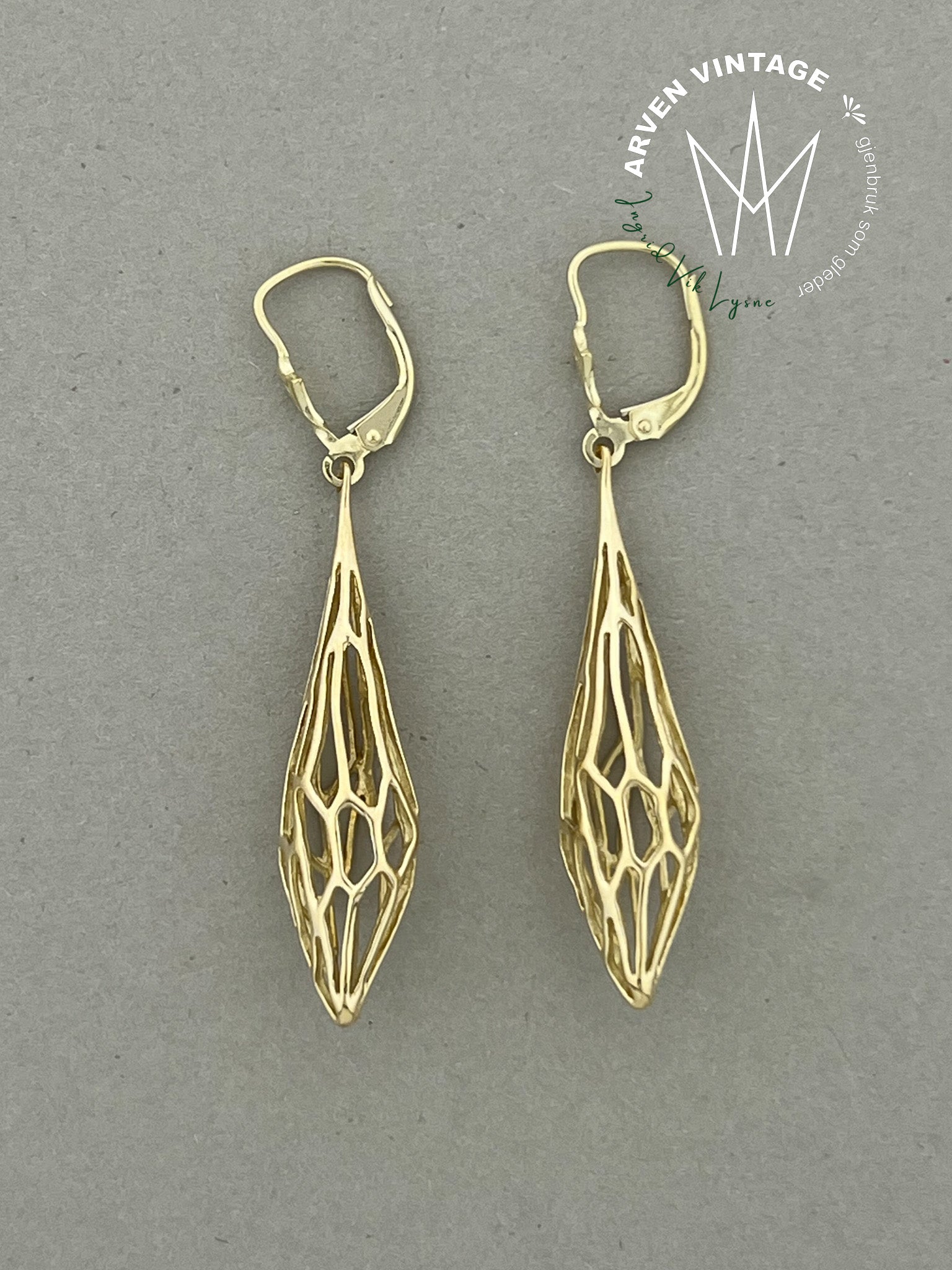 Vintage ørepynt gult gull