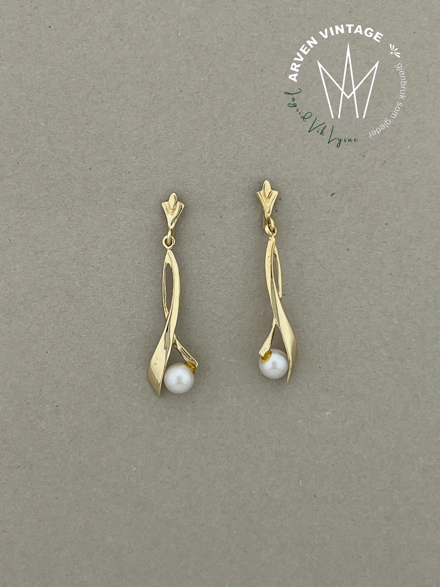 Vintage ørepynt gult gull