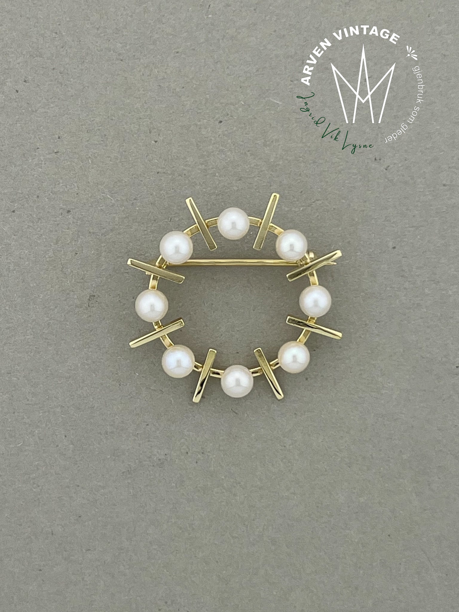 Vintage brosje gult gull