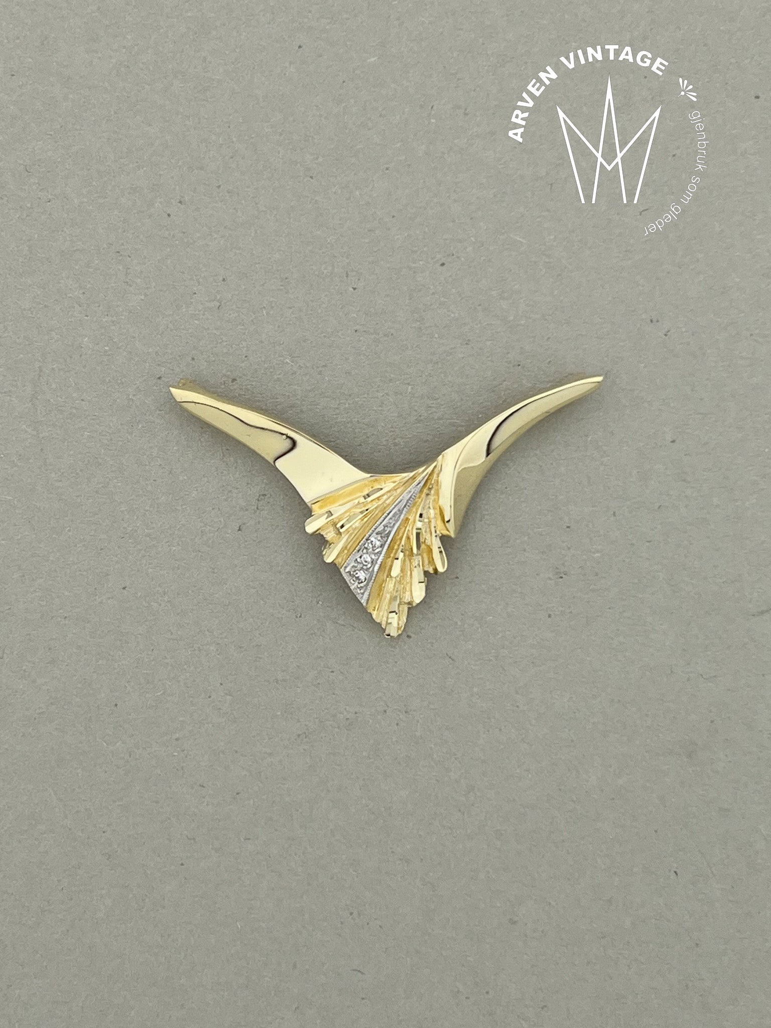 Vintage diamantanheng gult gull