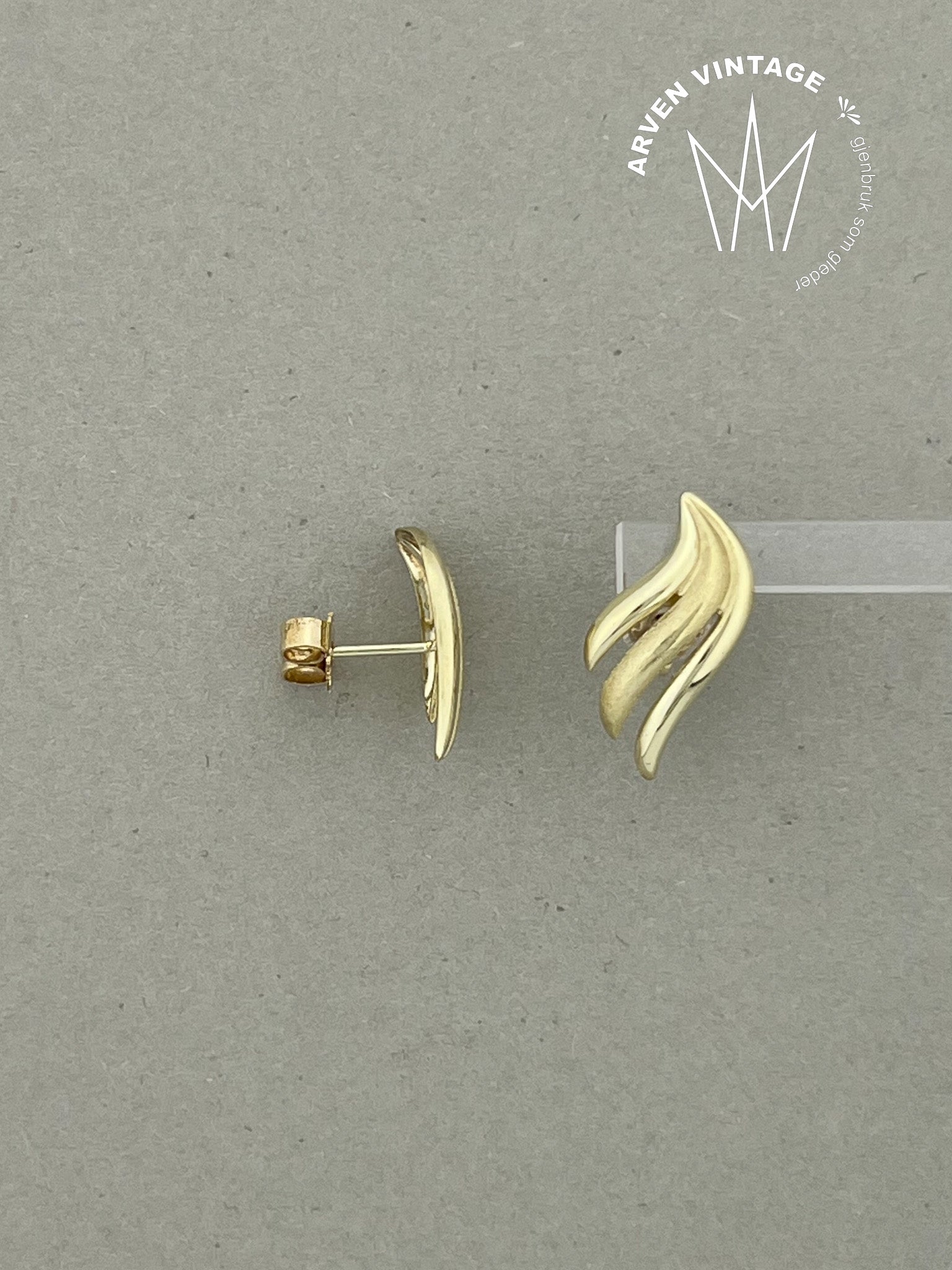 Vintage ørepynt gult gull