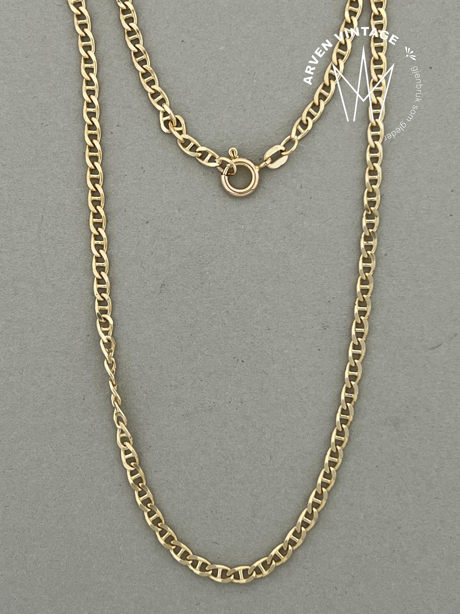 Vintage halskjede gult gull 40cm