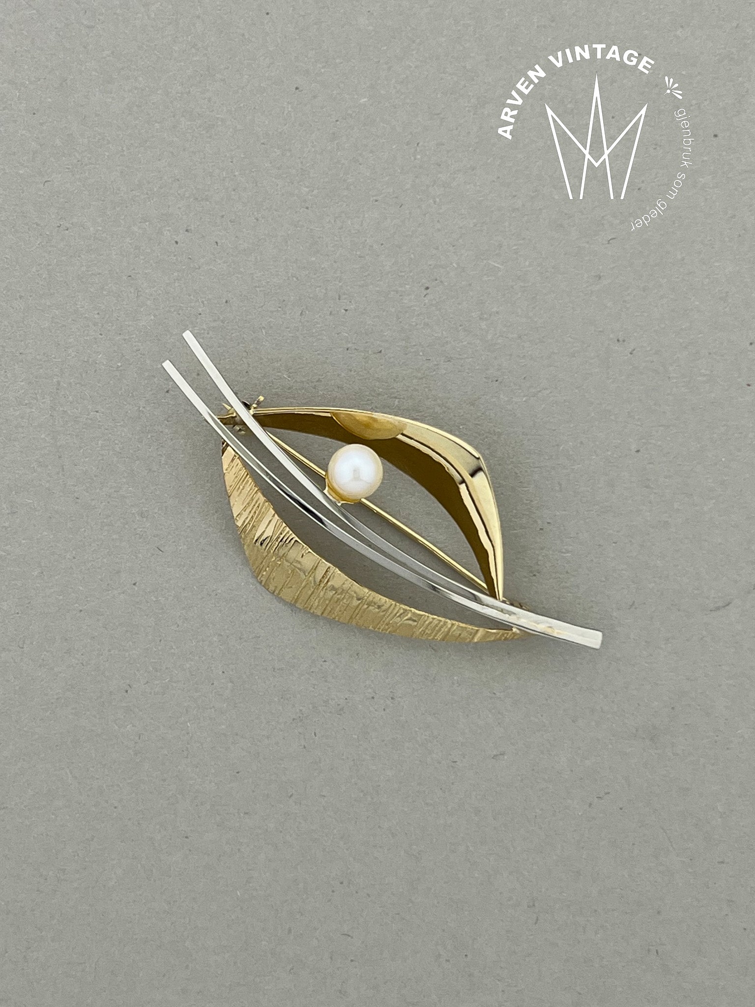 Vintage brosje gult gull