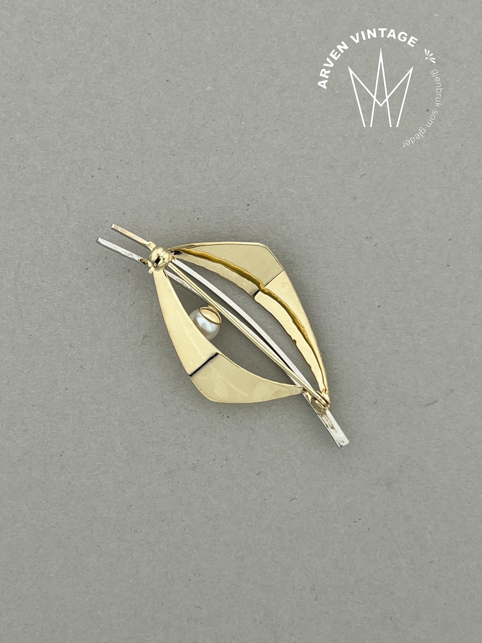 Vintage brosje gult gull