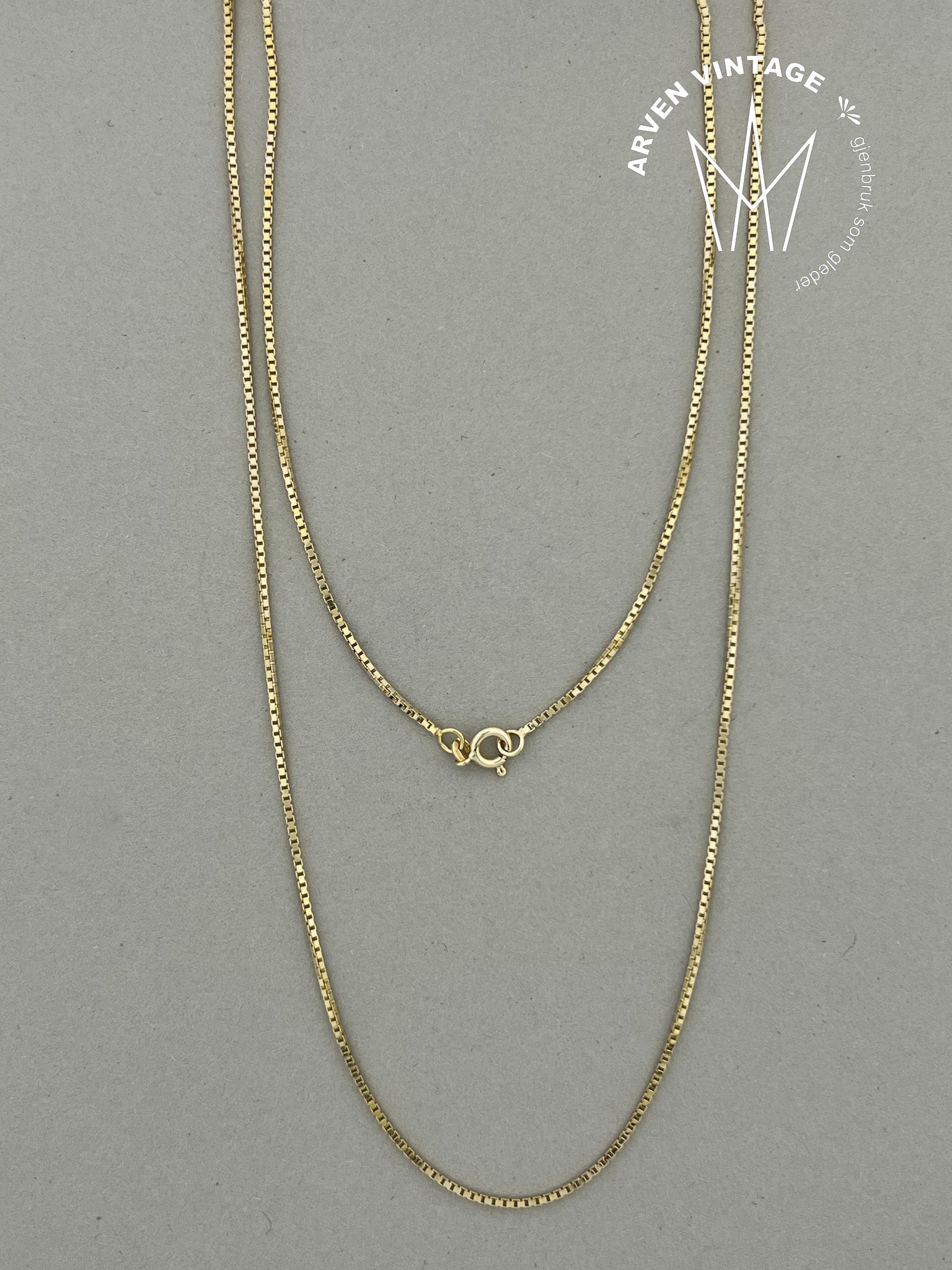 Vintage halskjede gult gull 70cm