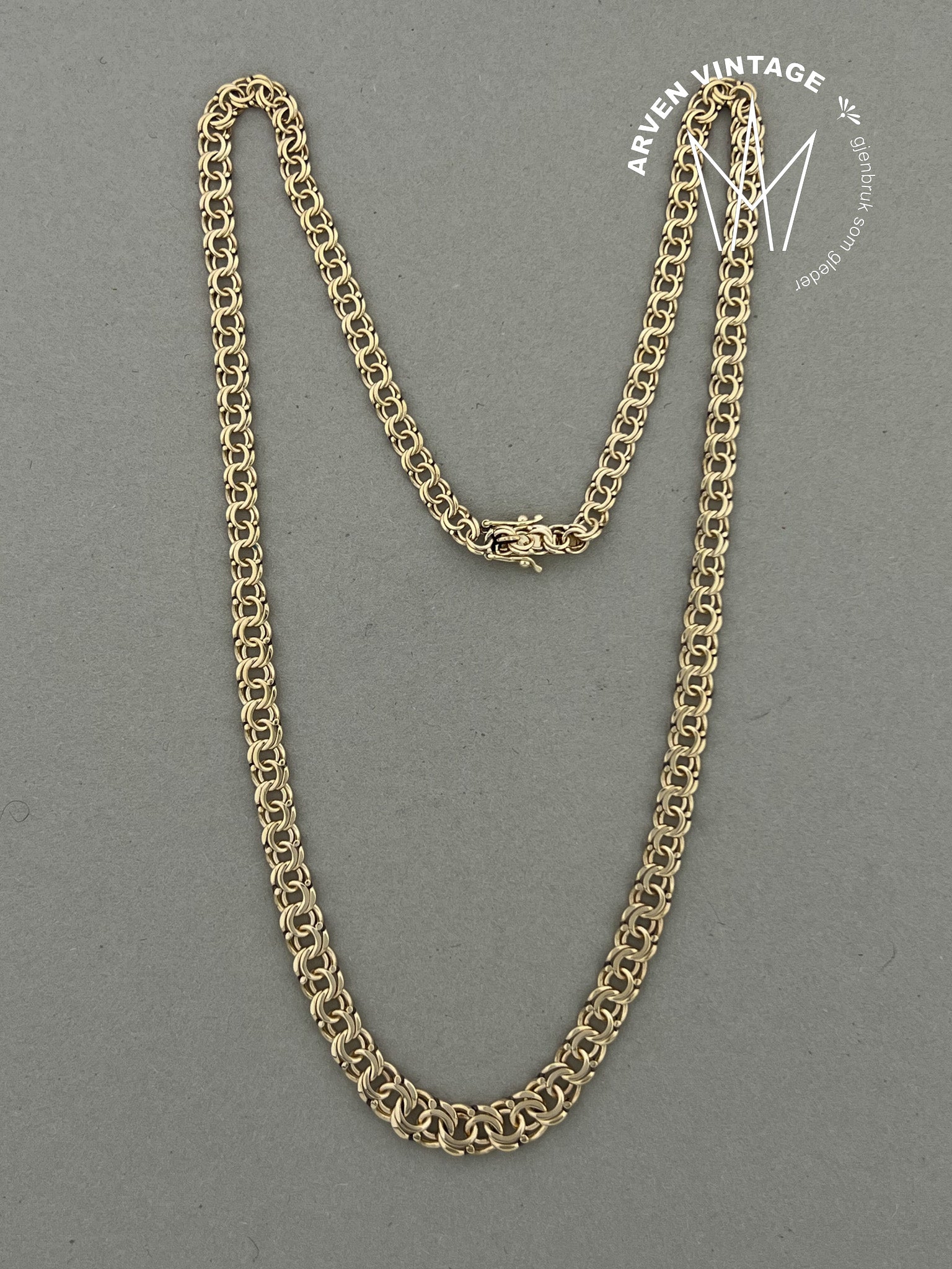 Vintage halskjede gult gull 43cm