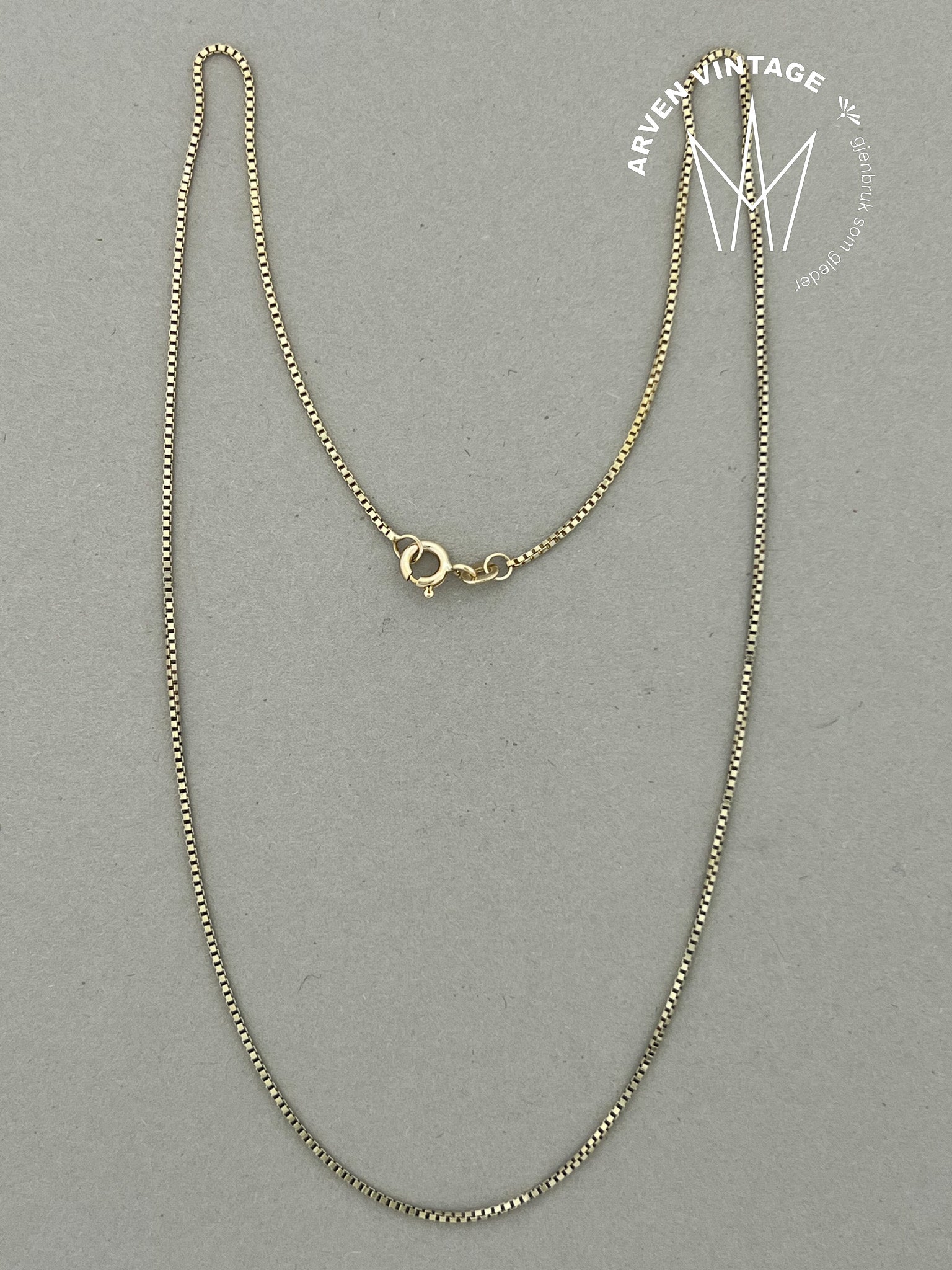 Vintage halskjede gult gull 43cm