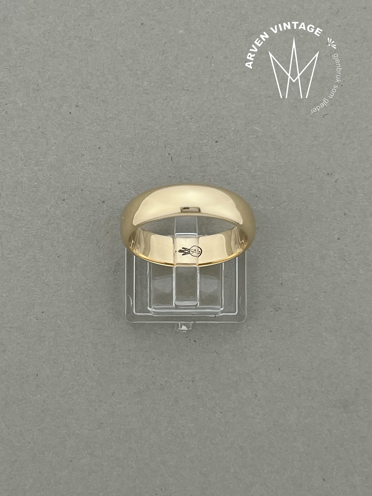 Vintage glatt ring gult gull 61
