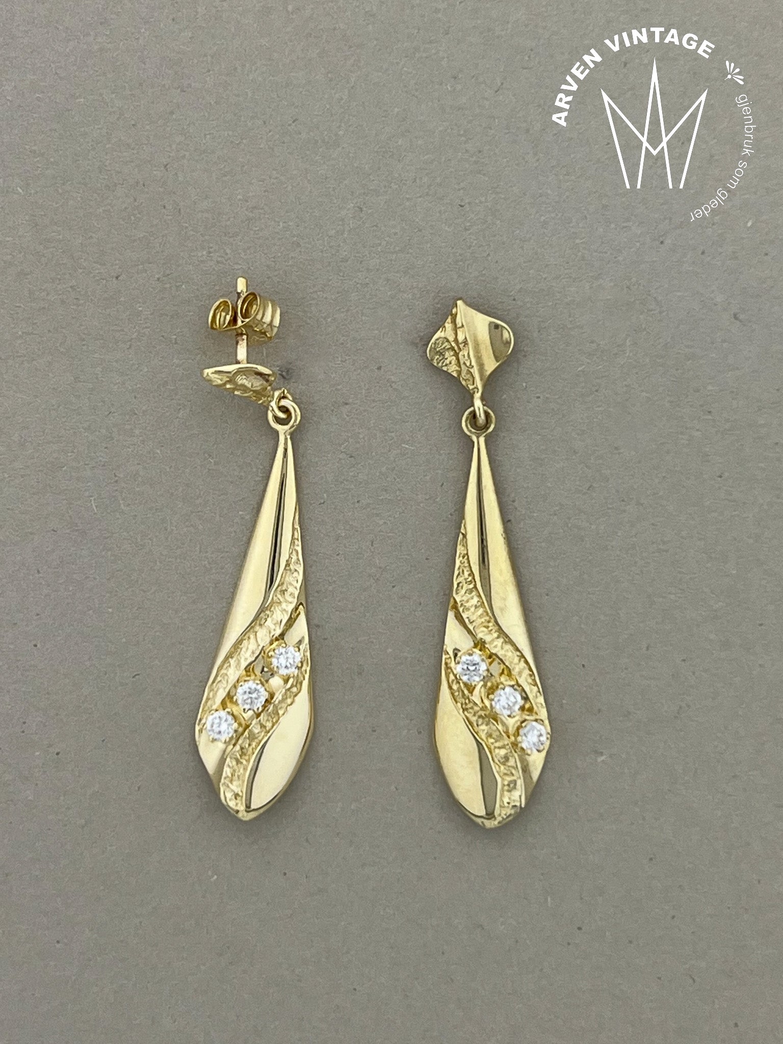 Vintage ørepynt gult gull