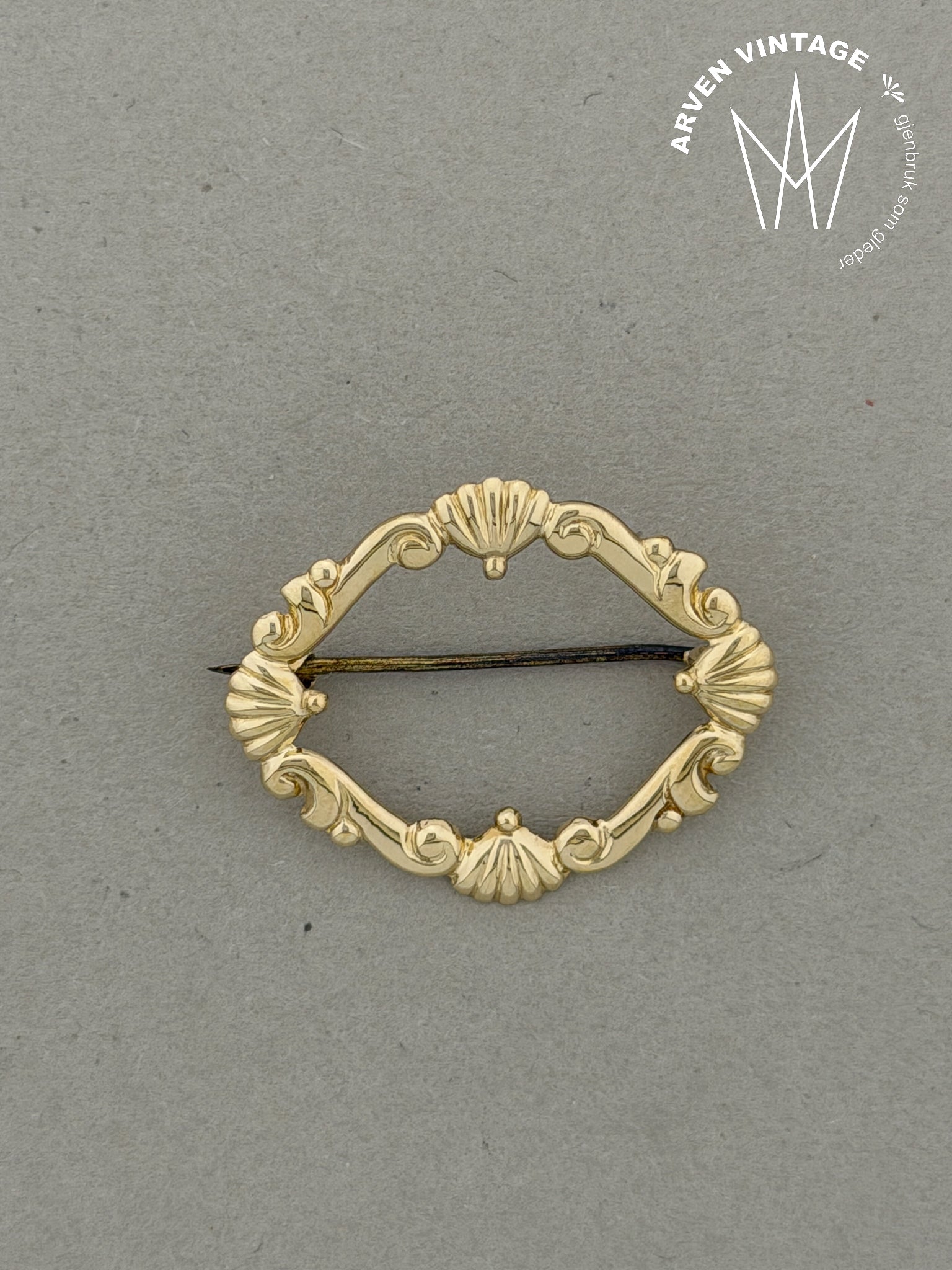 Vintage brosje gult gull