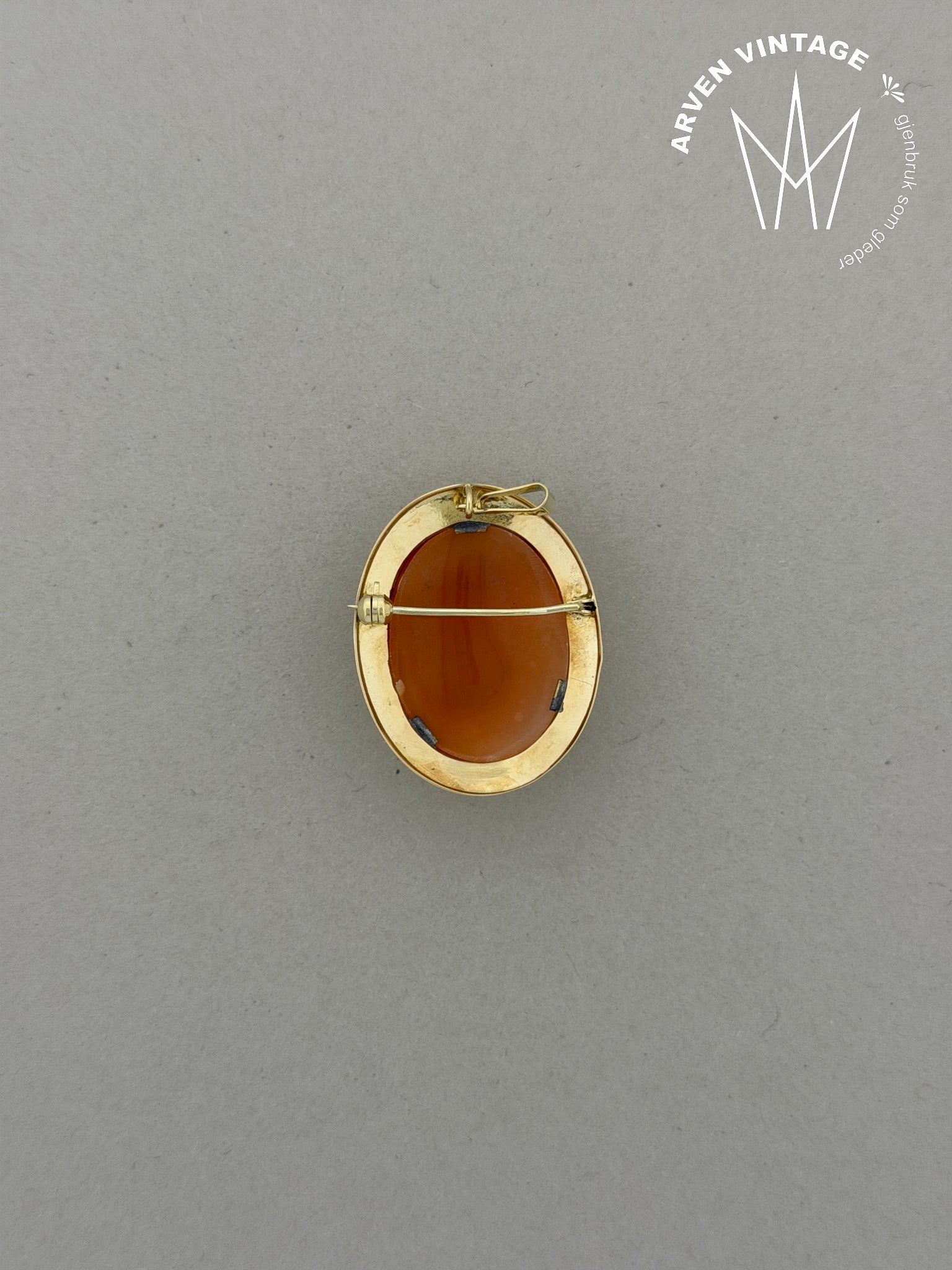 Vintage anheng/brosje gult gull