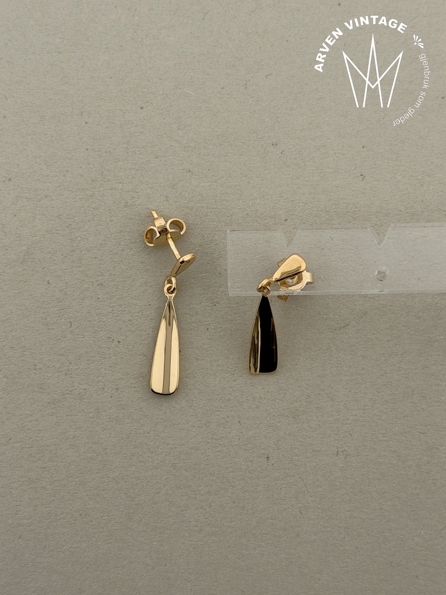 Vintage ørepynt gult gull