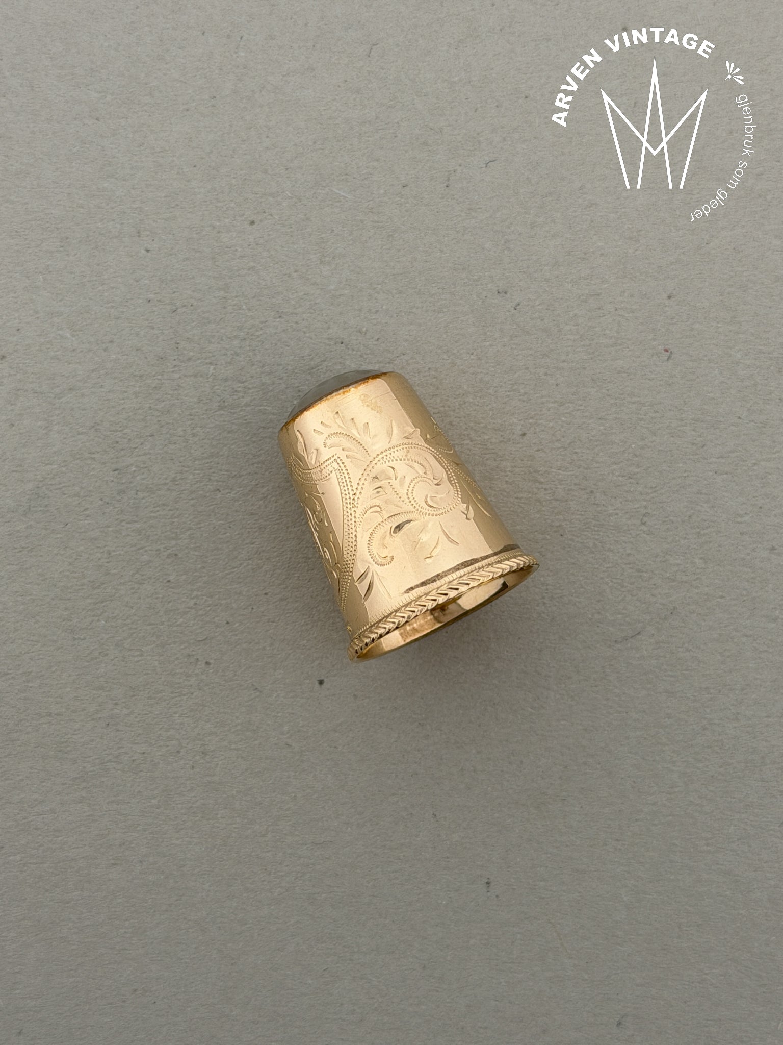 Vintage fingerbøl gult gull