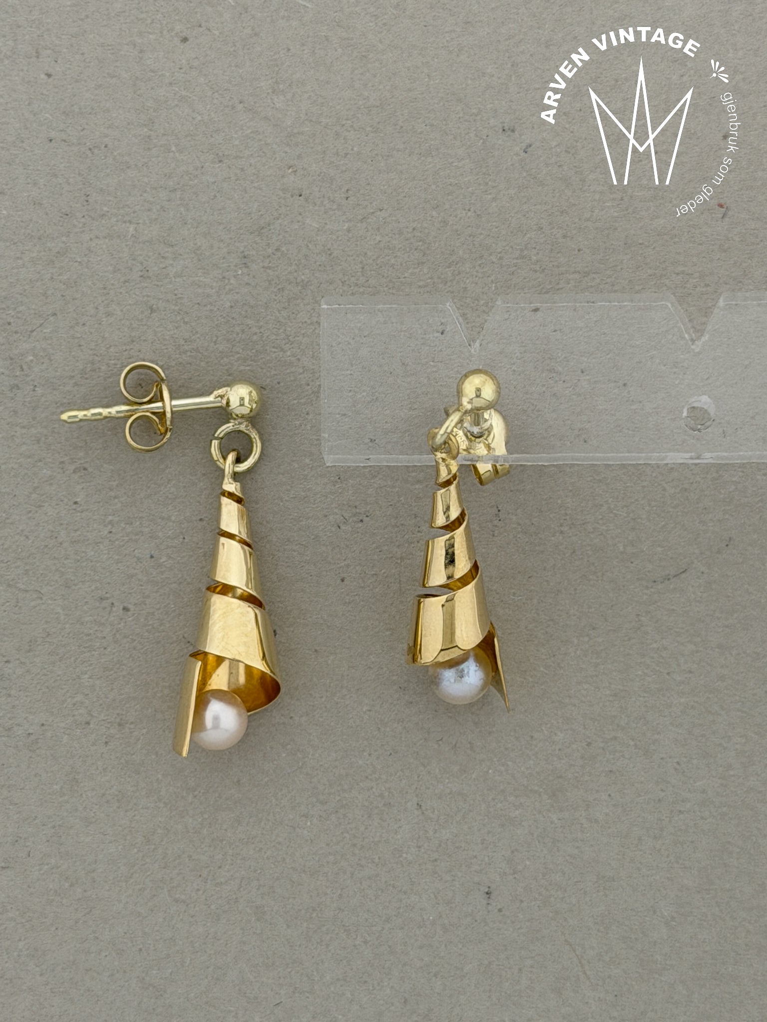 Vintage ørepynt gult gull