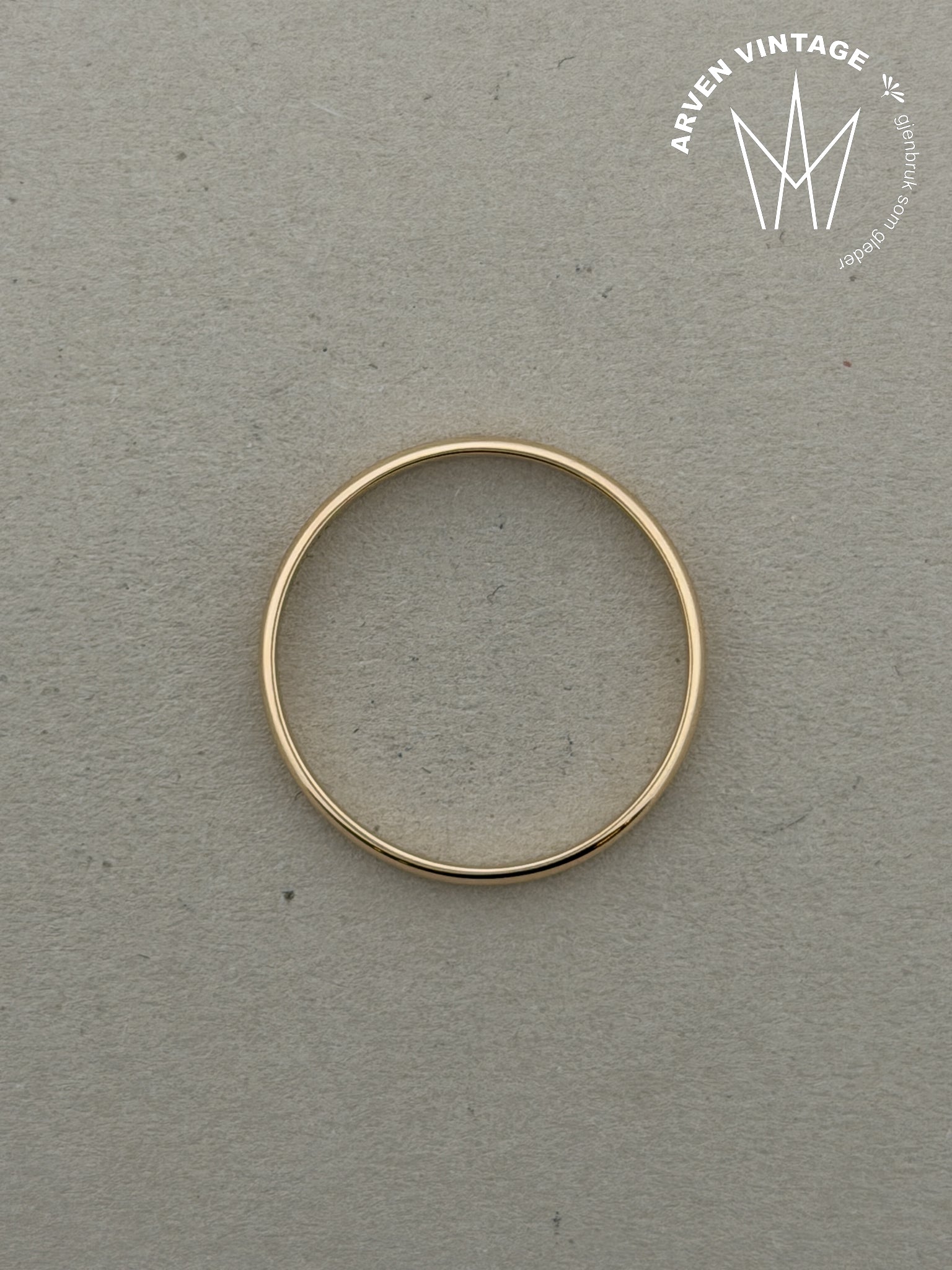 Vintage glatt ring gult gull str 64