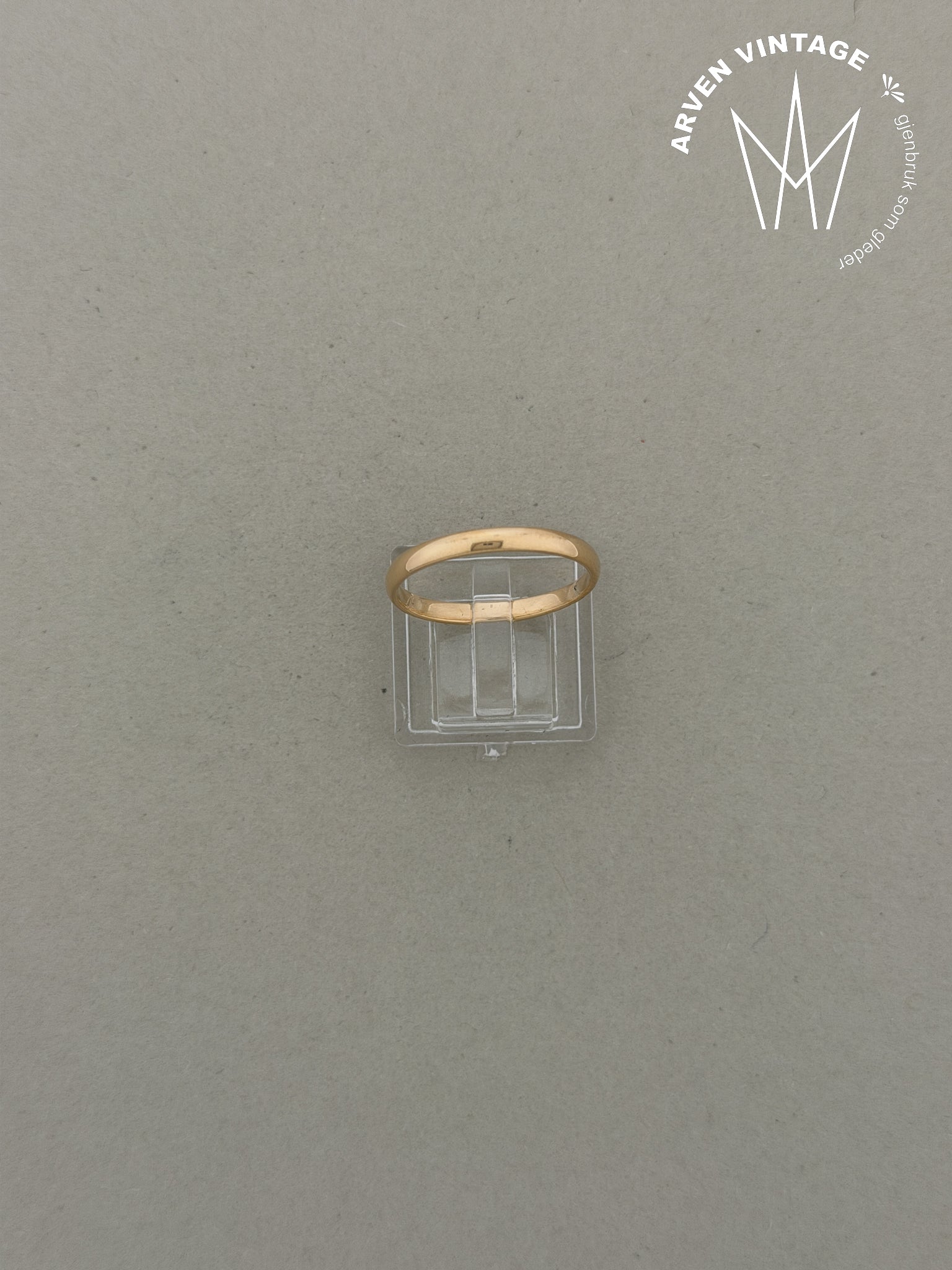 Vintage glatt ring gult gull str 61