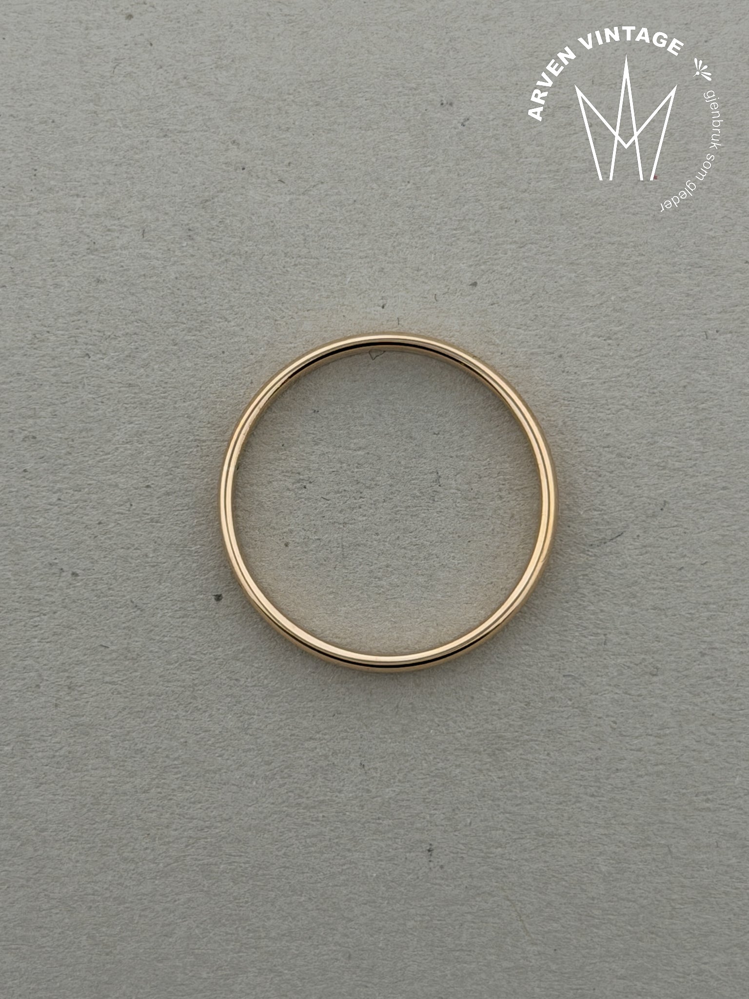 Vintage glatt ring gult gull str 61