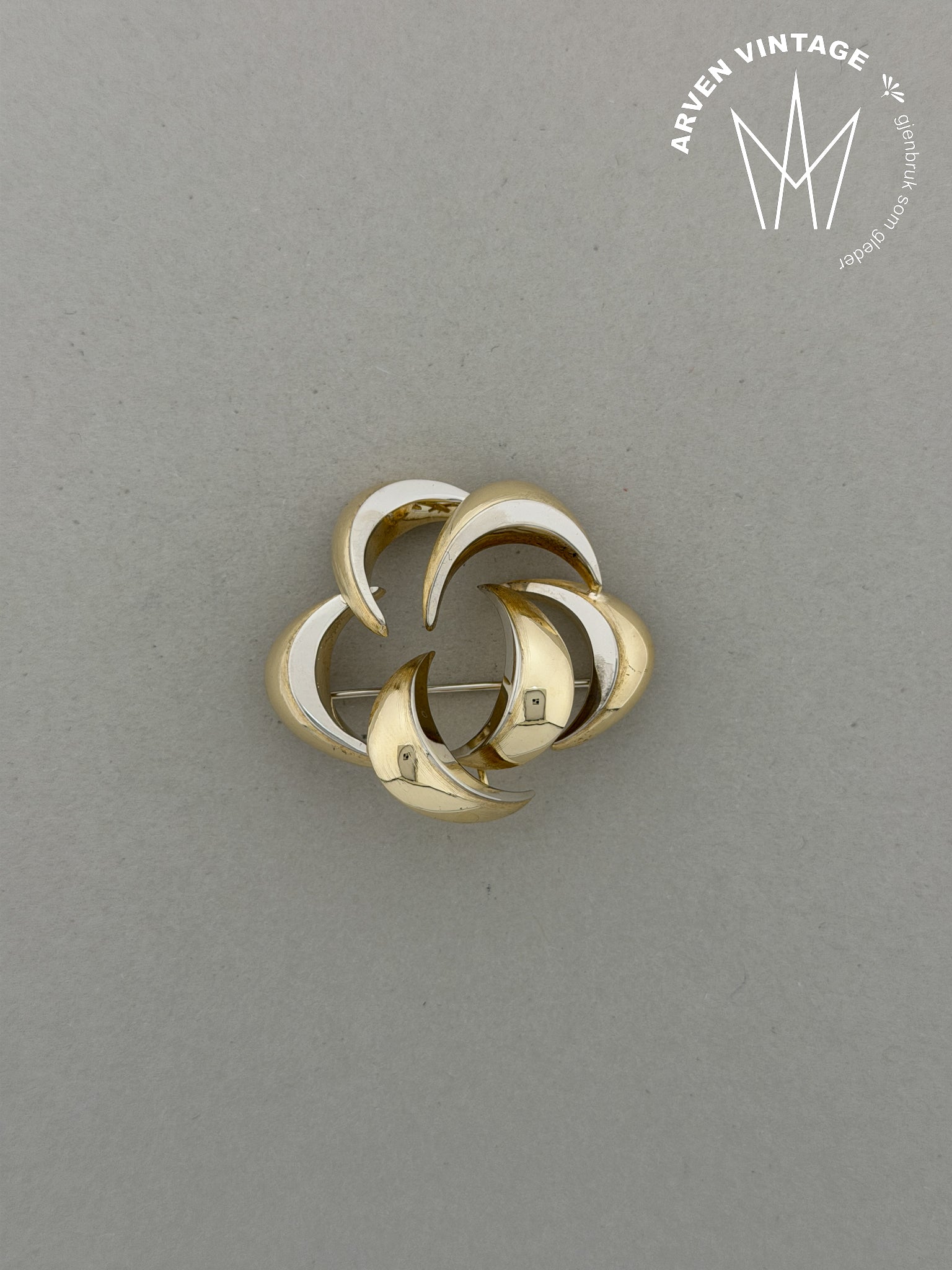 Vintage brosje gult gull