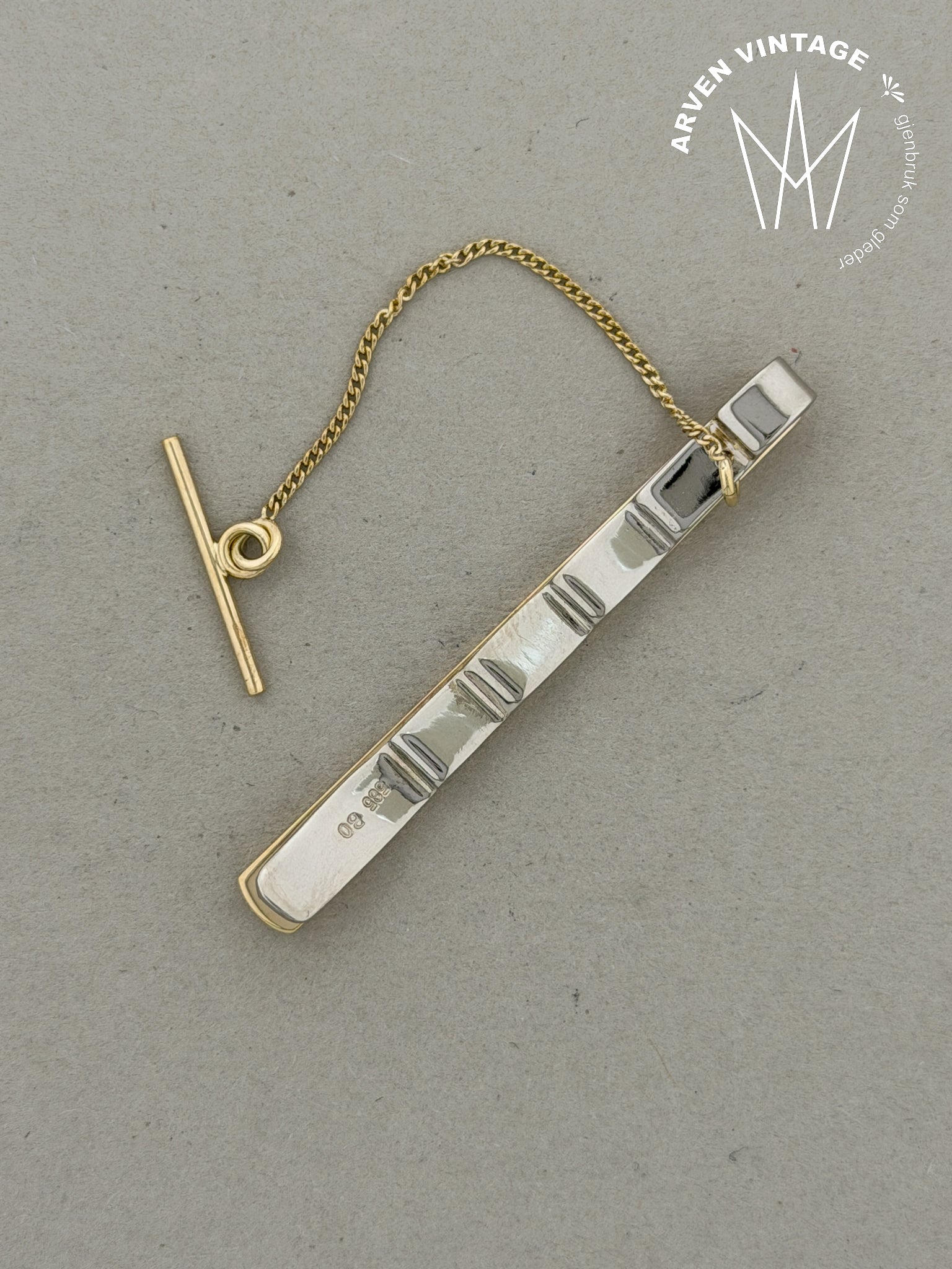 Vintage slipsnål gult gull