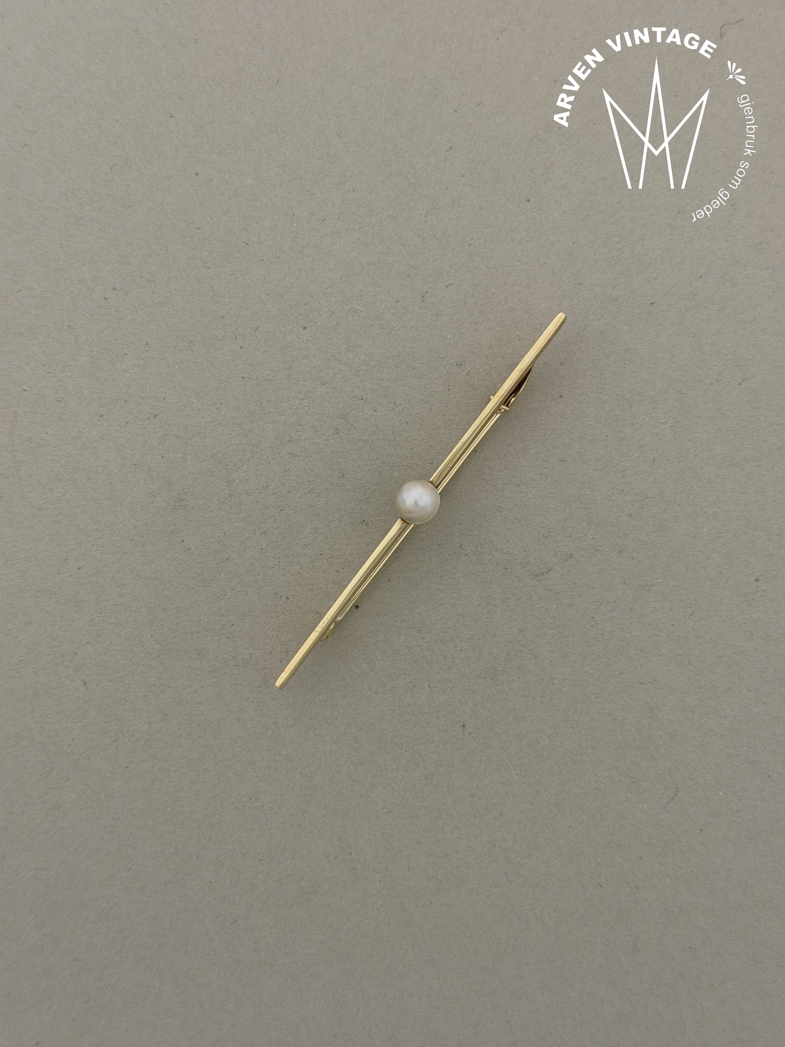 Vintage perlebrosje gult gull