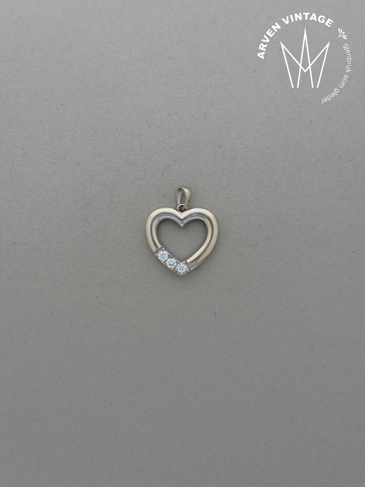 Vintage diamantanheng hvitt gull