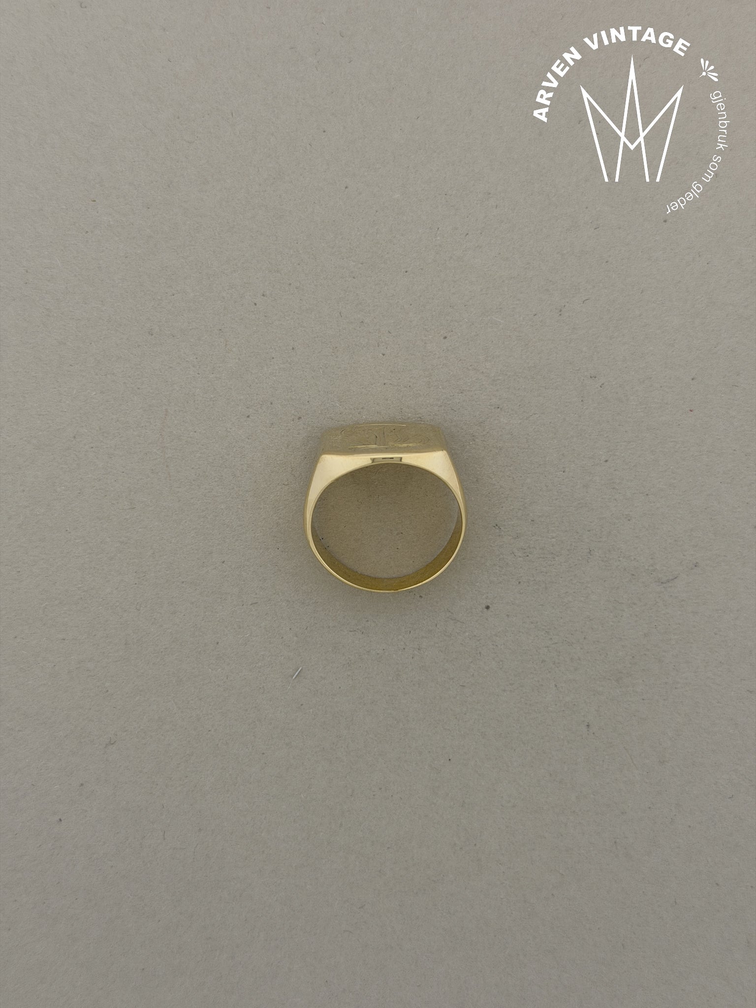 Vintage signetring gult gull str 61