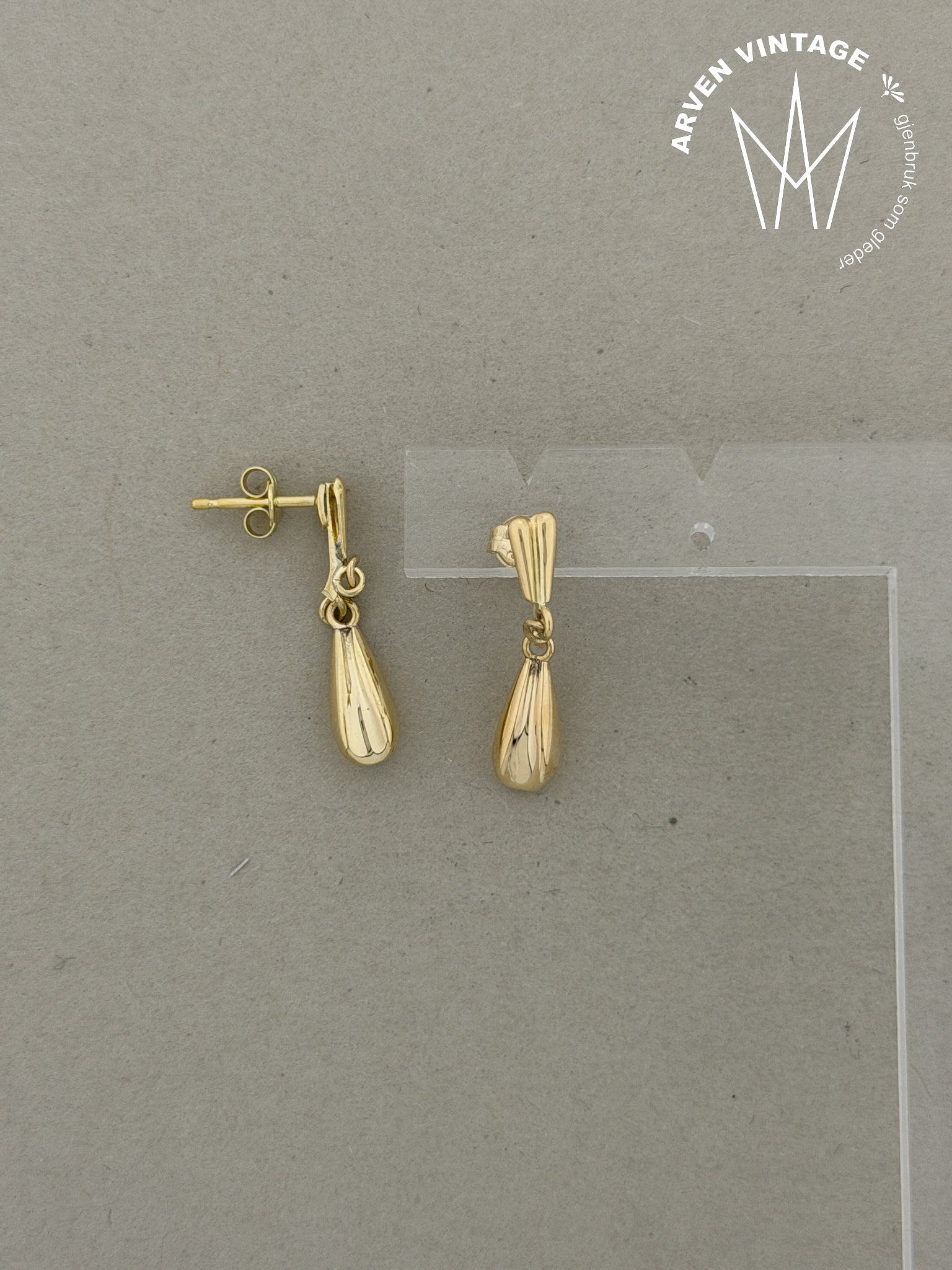 Vintage ørepynt gult gull