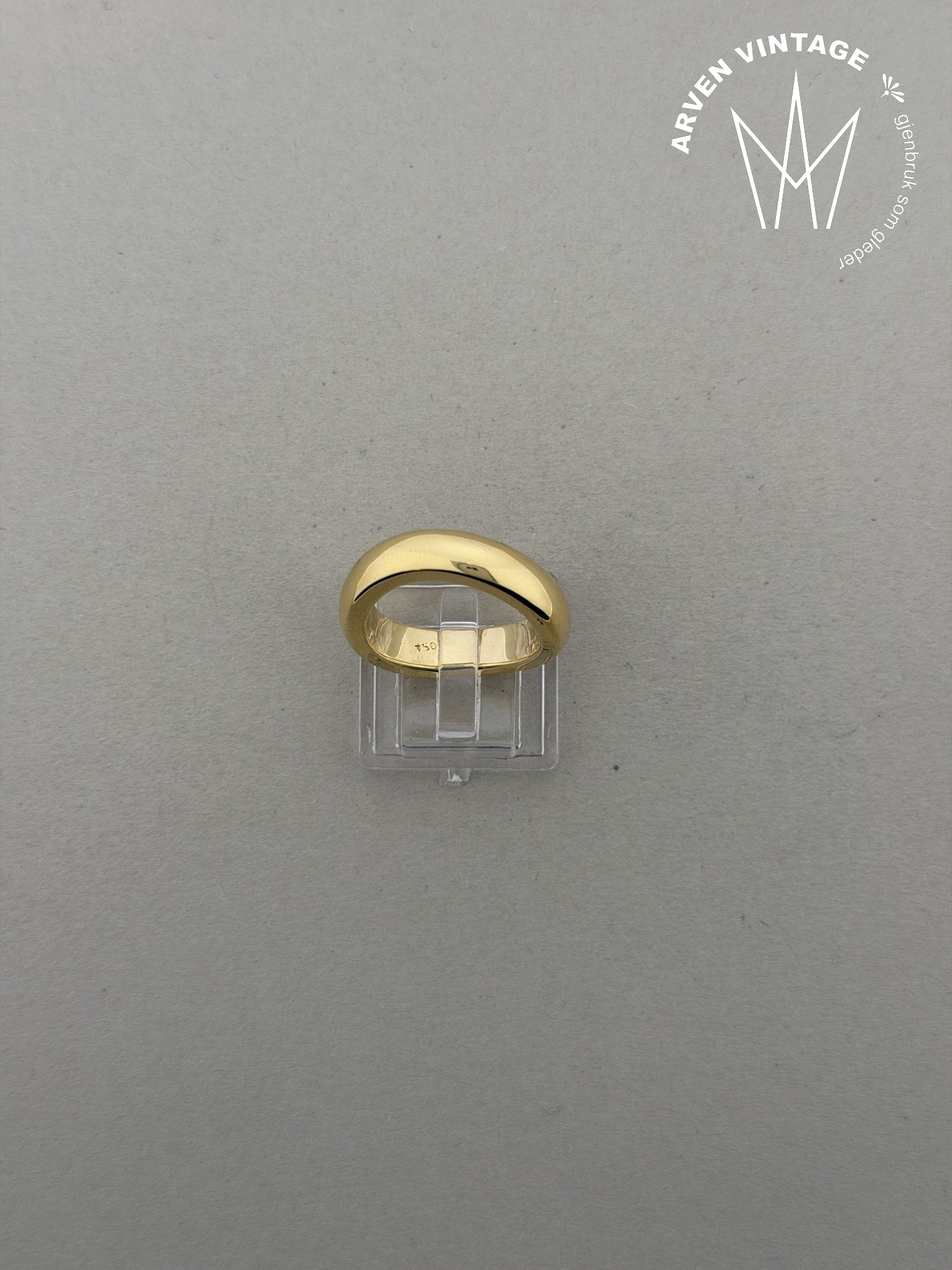 Vintage ring 18K hvitt gull str 55