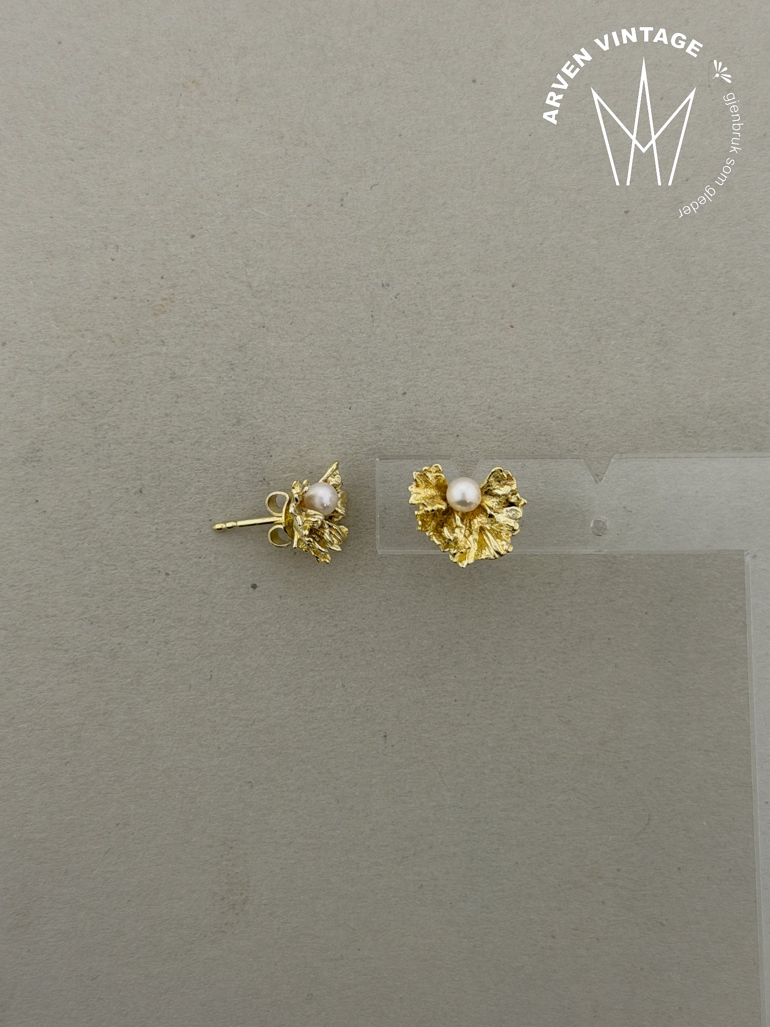 Vintage Flora Danica forgylt sølv ørepynt